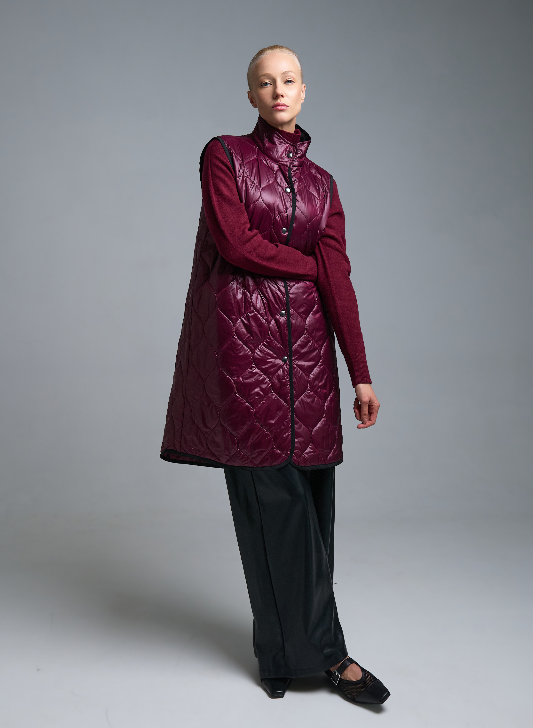 Bordeaux sleeveless padded Vest Milla - 0