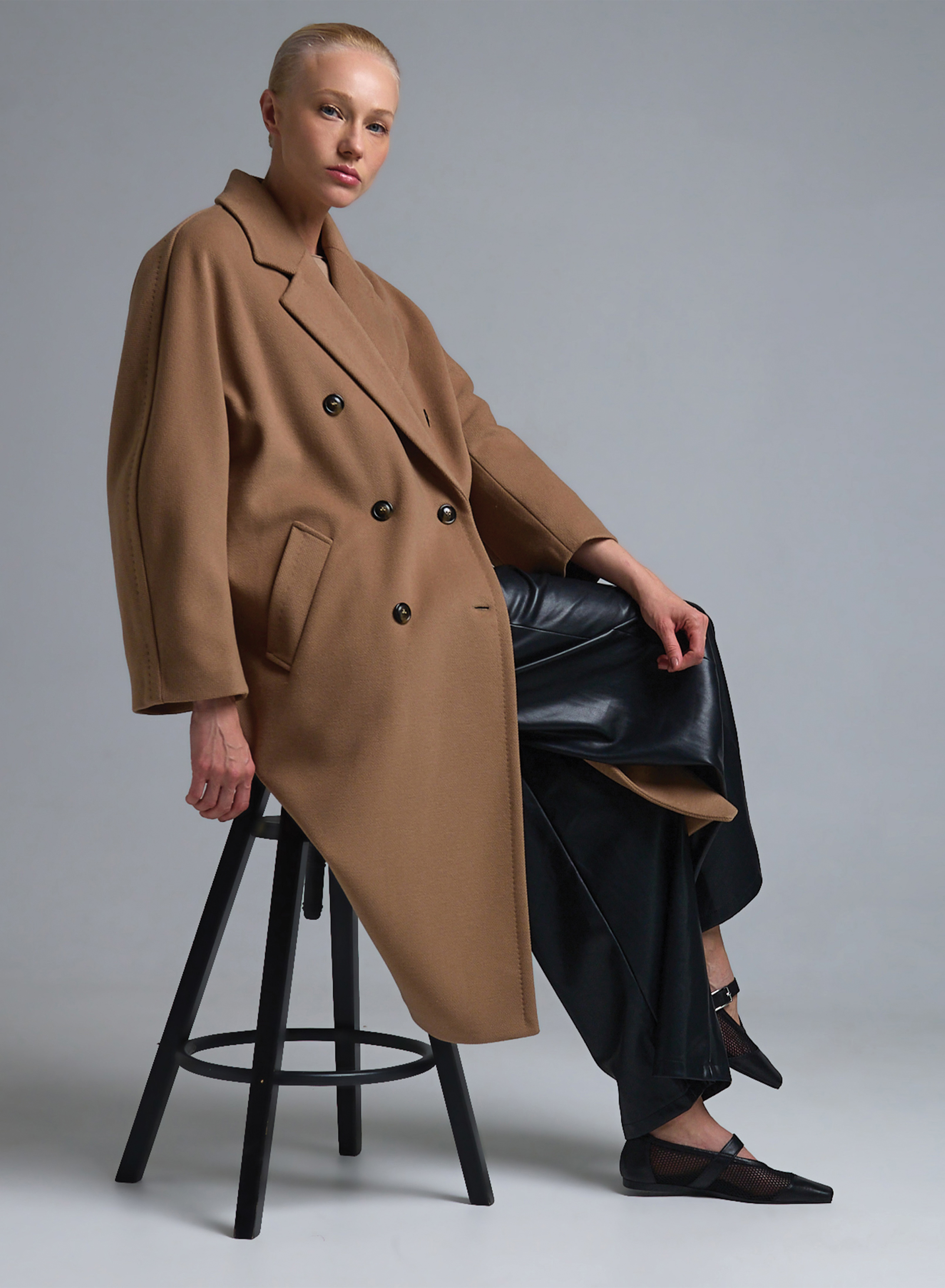 Κάμελ σταυροκούμπωτο Παλτό Tensione In - 5