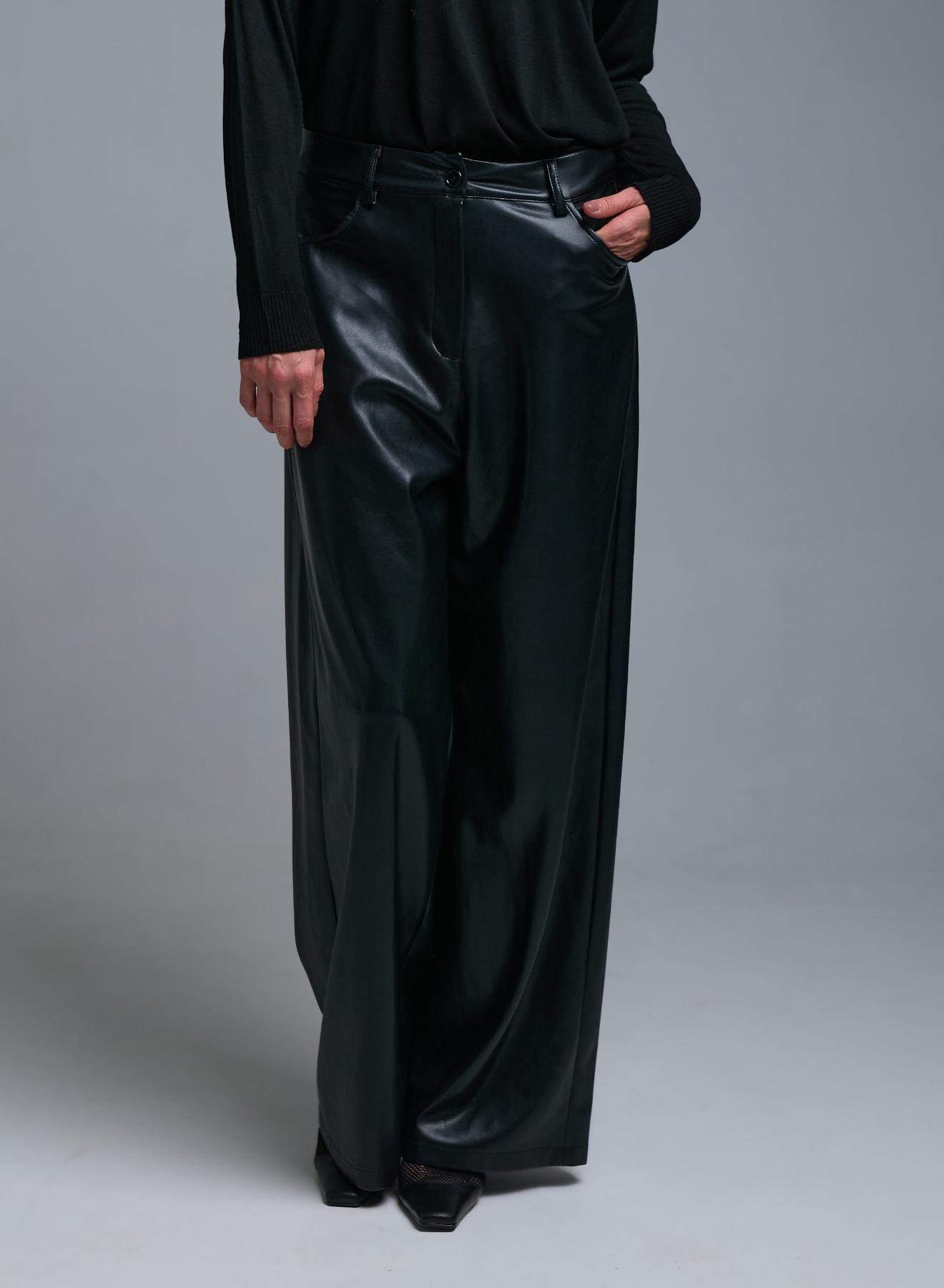 Black eco leather wide legs Trousers - 1