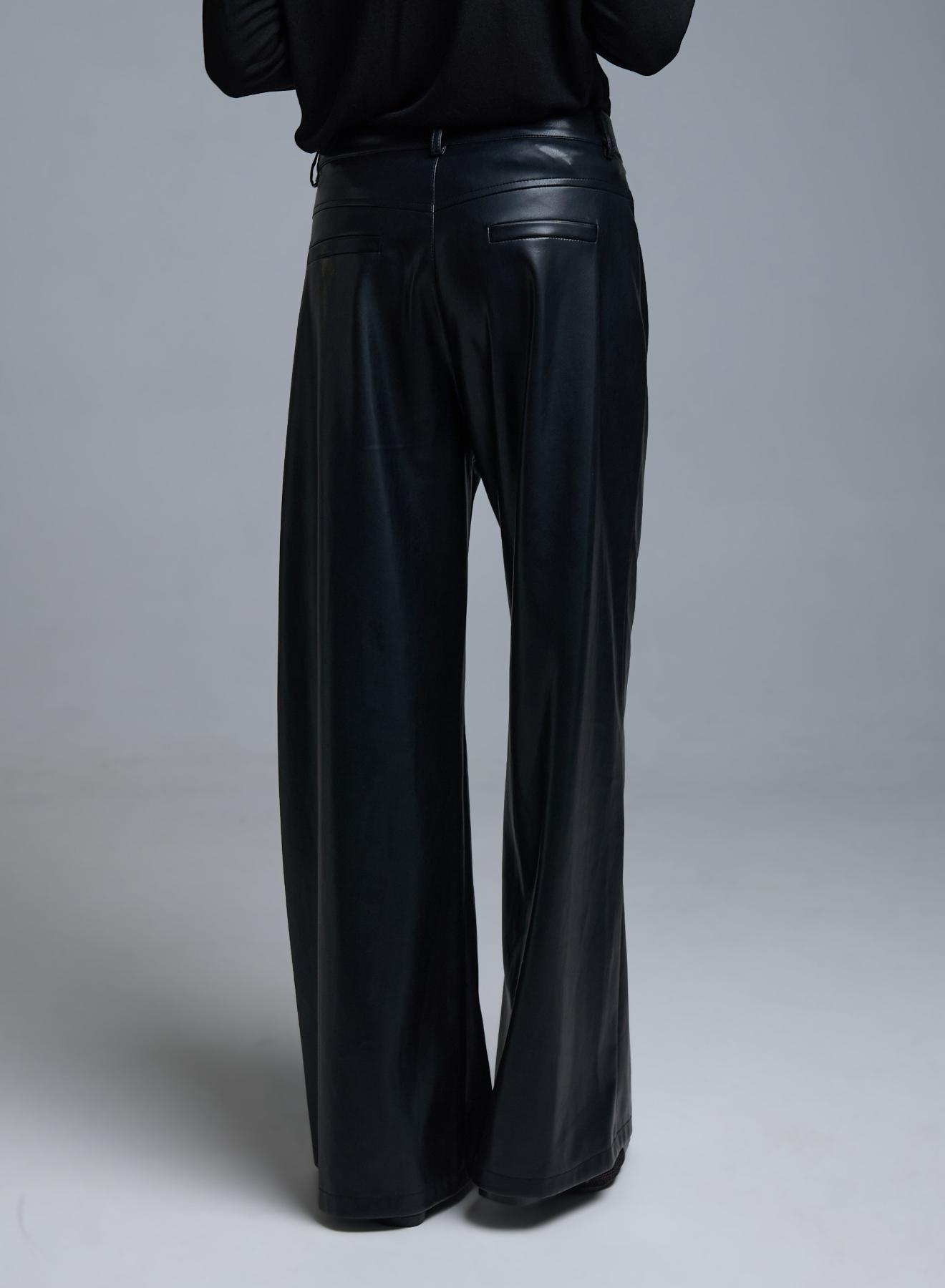 Black eco leather wide legs Trousers - 3