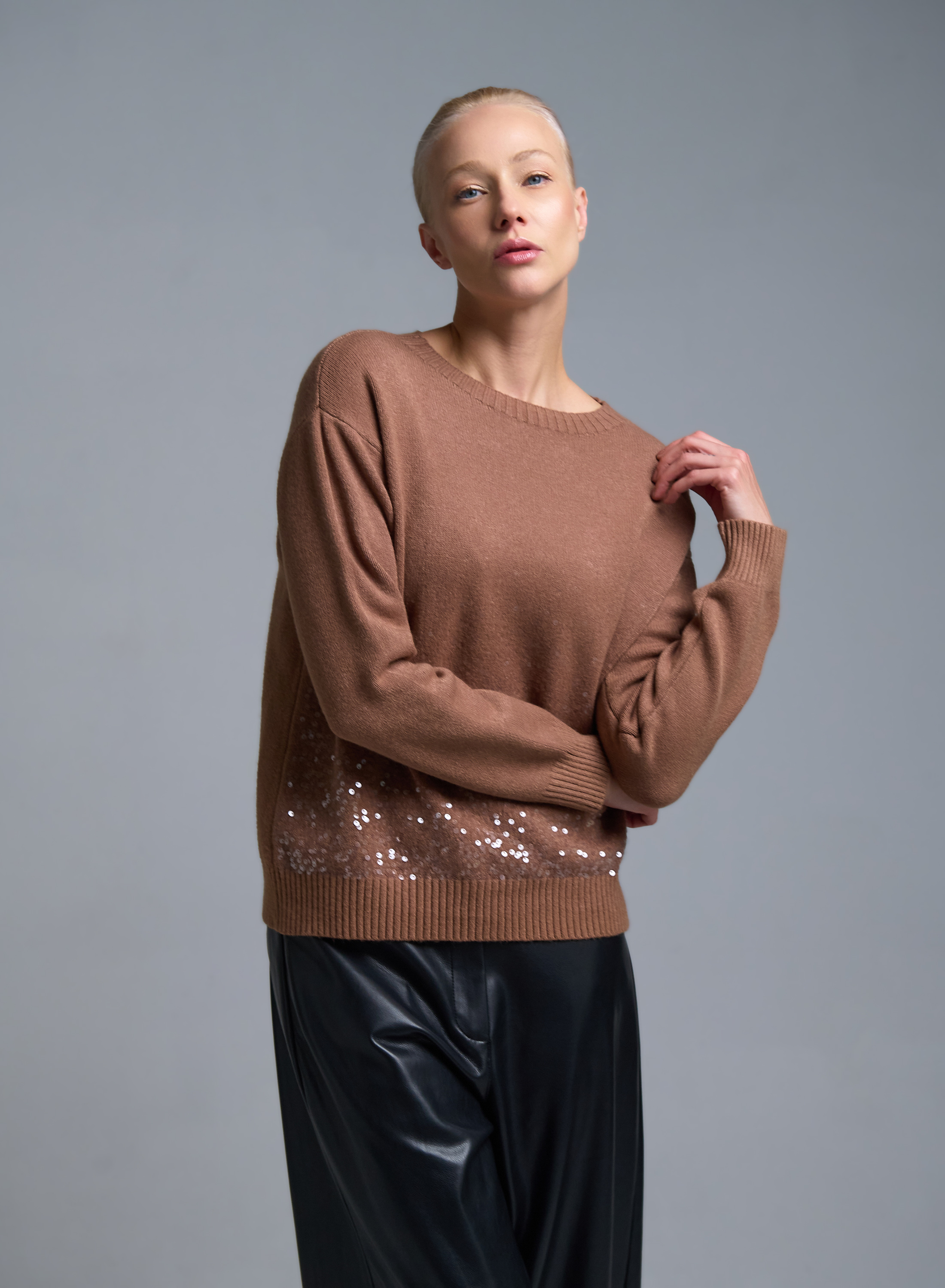 Camel Sweater with sequins Valentina Milano - 0