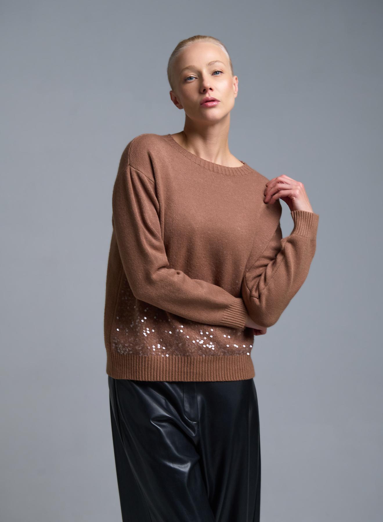 Camel Sweater with sequins Valentina Milano - 1