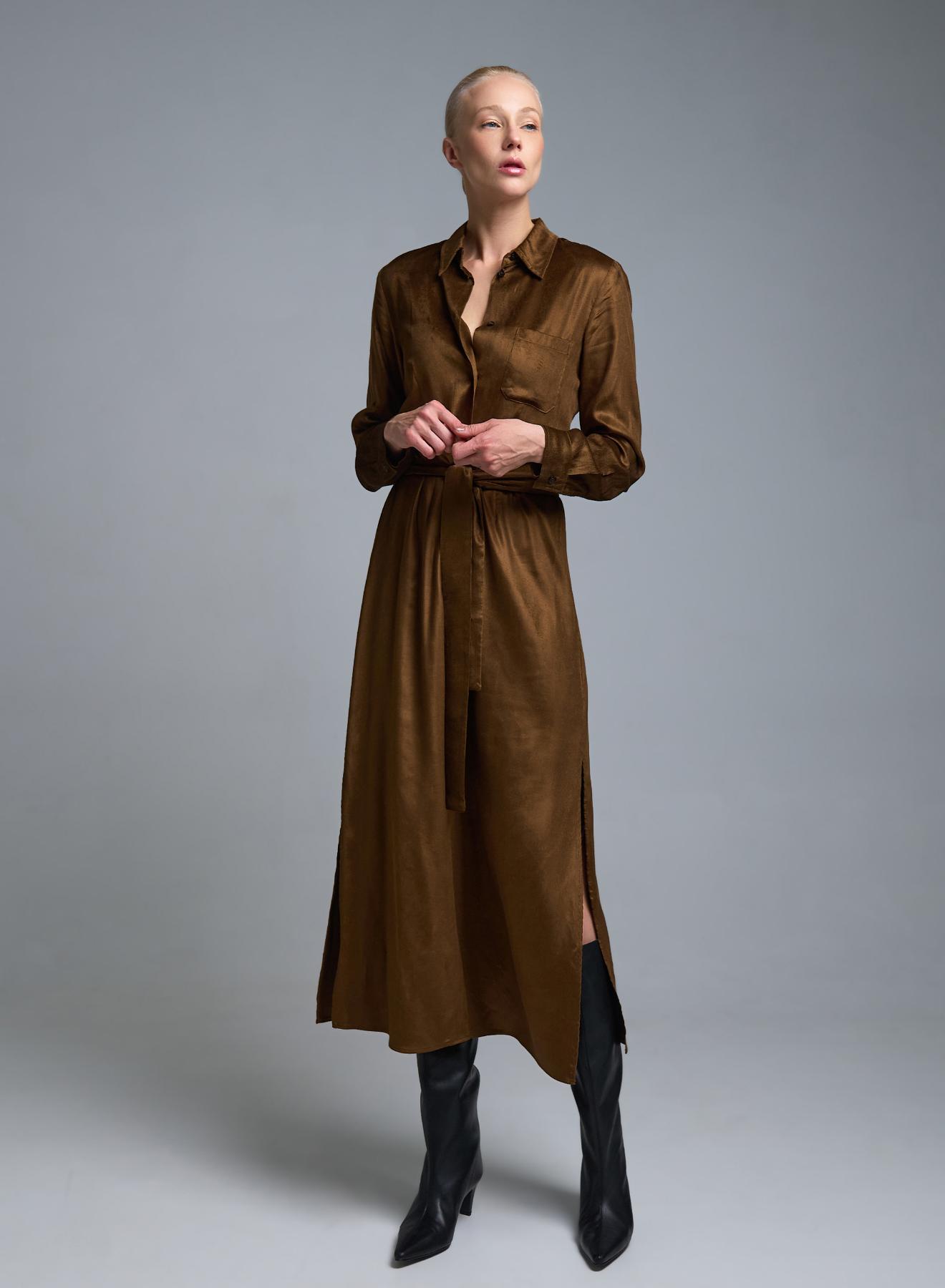 Chocolate chemisier Dress with belt Emme Marella - 1