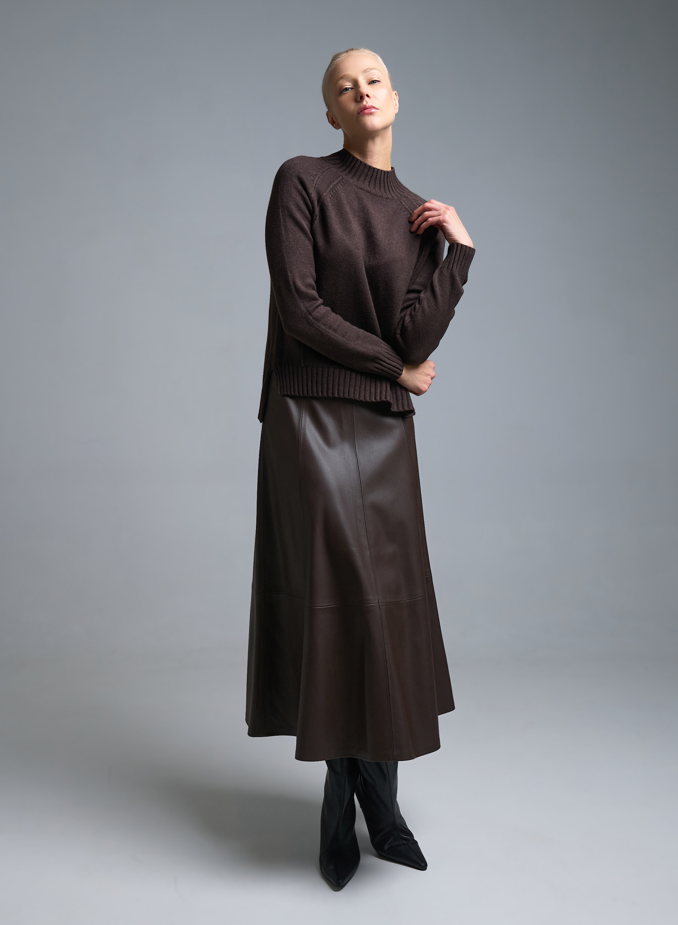 Σοκολά Φούστα από οικολογικό δέρμα Milla - 1