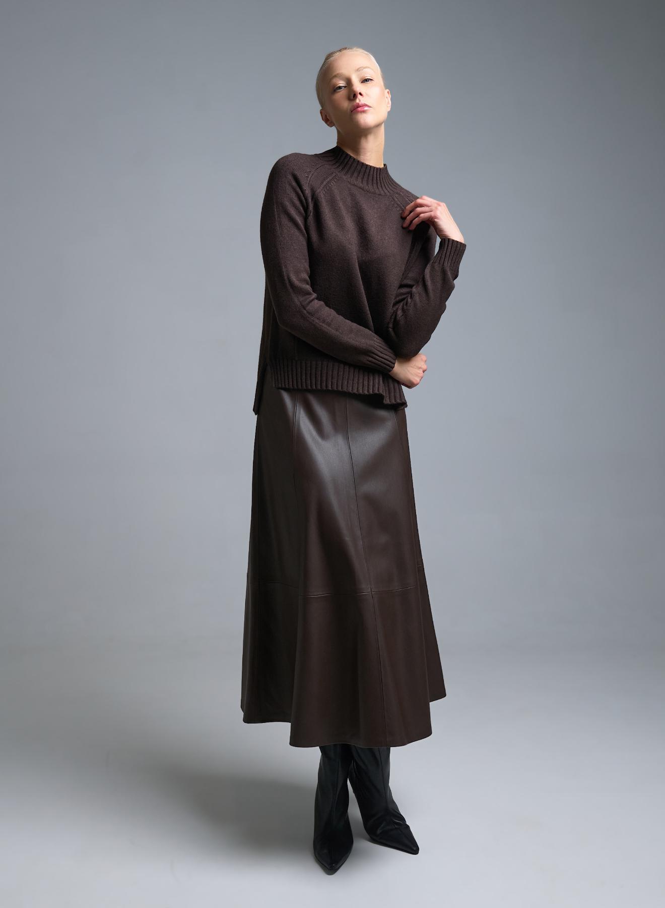 Σοκολά Φούστα από οικολογικό δέρμα Milla - 2