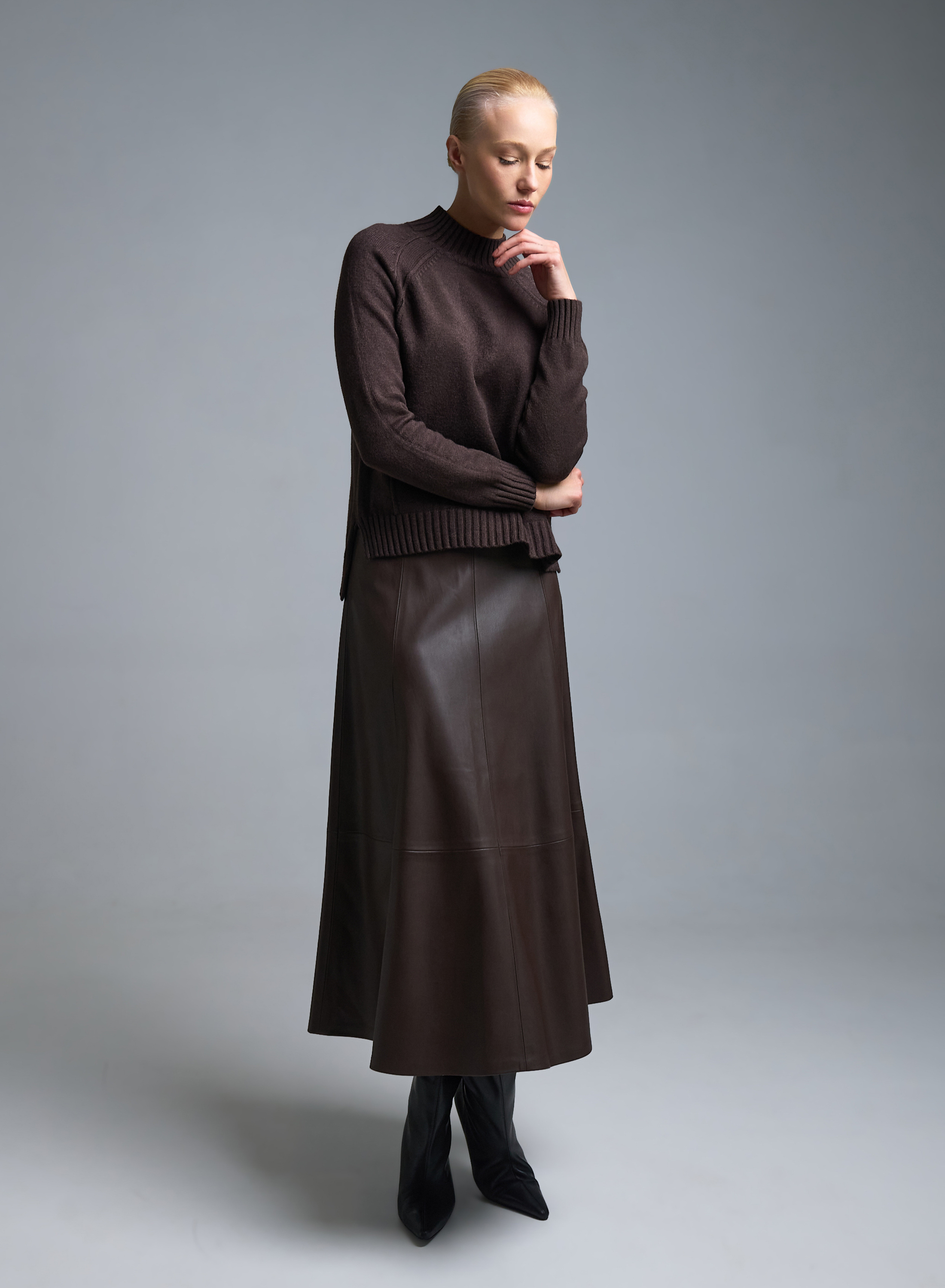 Σοκολά Φούστα από οικολογικό δέρμα Milla - 0