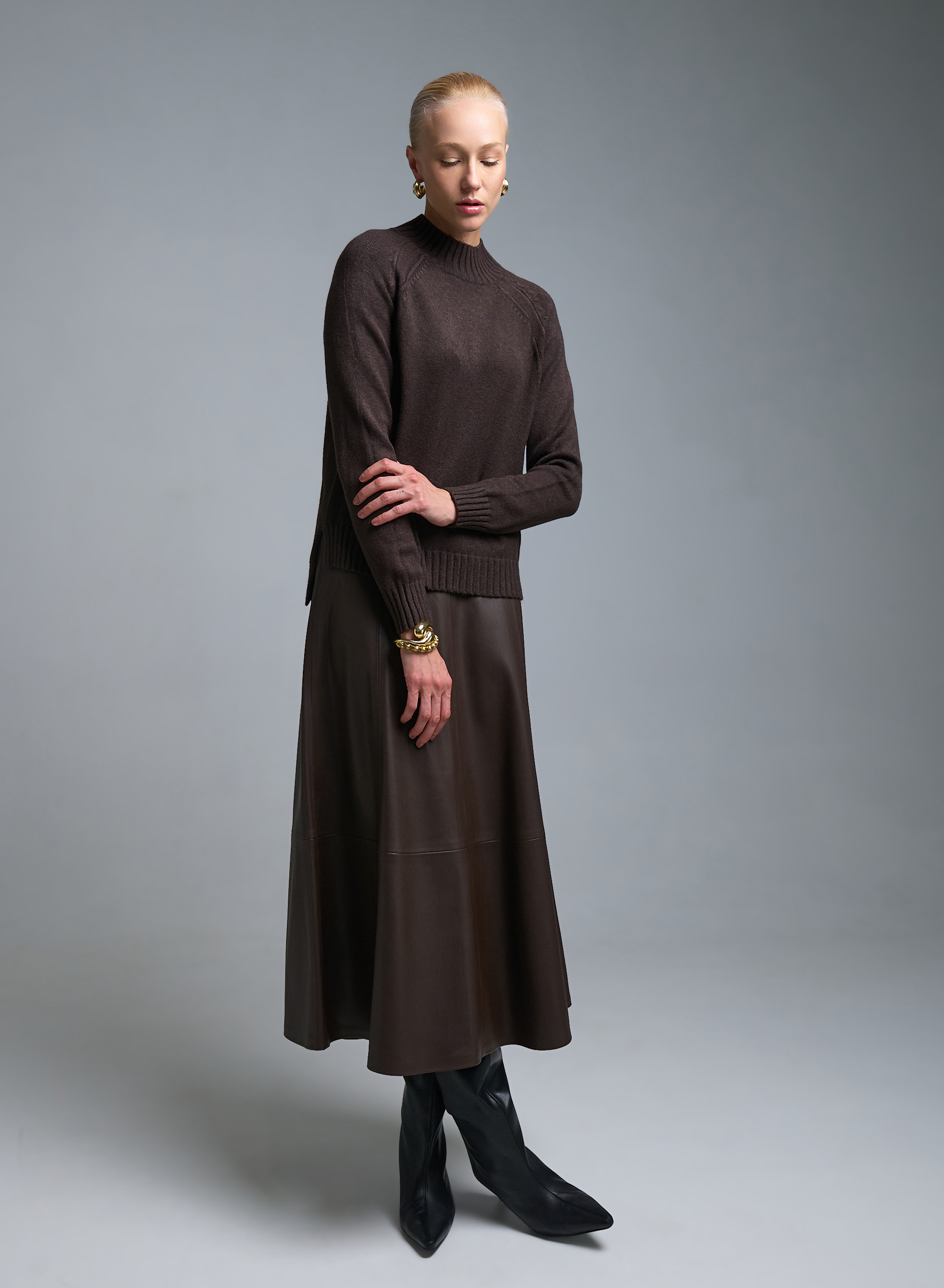 Σοκολά Φούστα από οικολογικό δέρμα Milla - 2