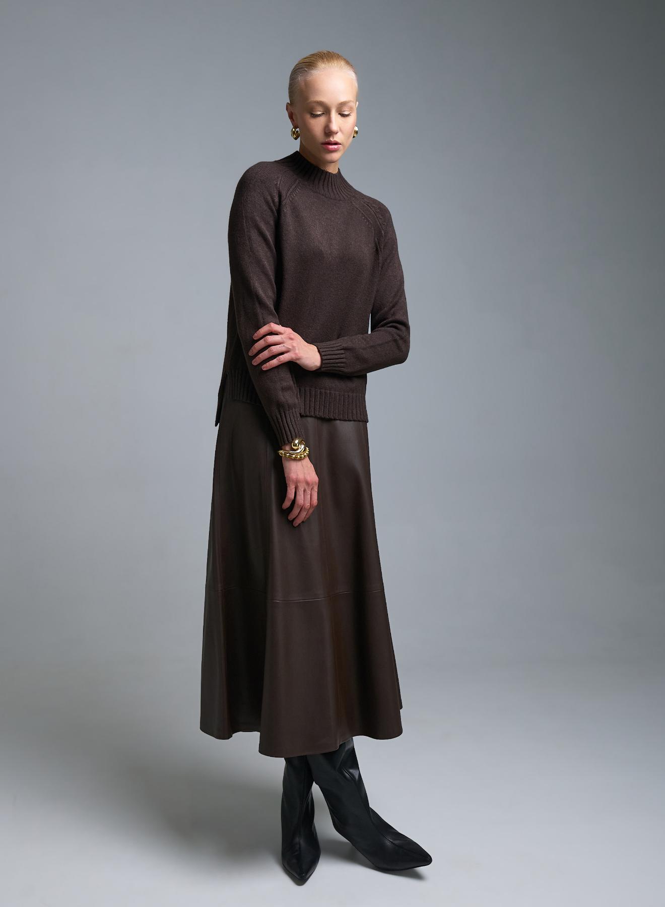 Σοκολά Φούστα από οικολογικό δέρμα Milla - 3