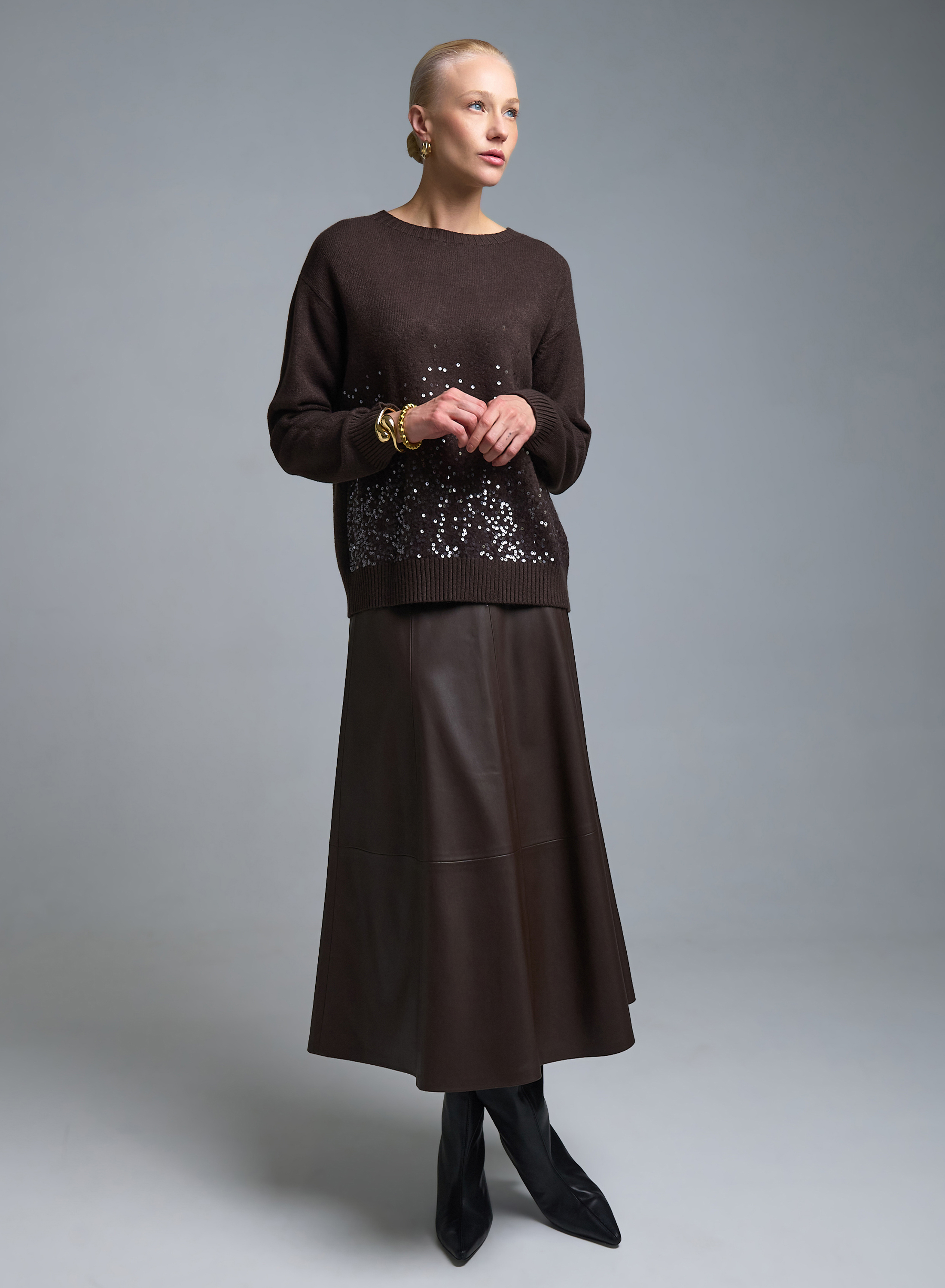 Σοκολά Πουλόβερ με παγιέτες Valentina Milano - 2