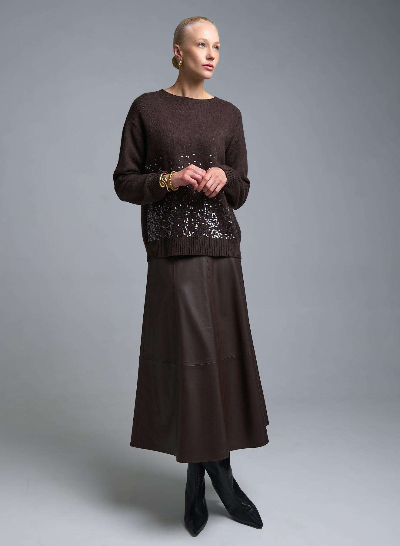 Σοκολά Πουλόβερ με παγιέτες Valentina Milano - 3