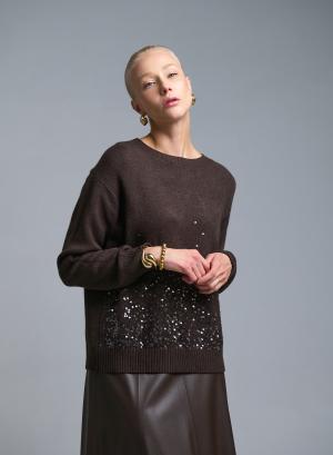 Σοκολά Πουλόβερ με παγιέτες Valentina Milano - 52910