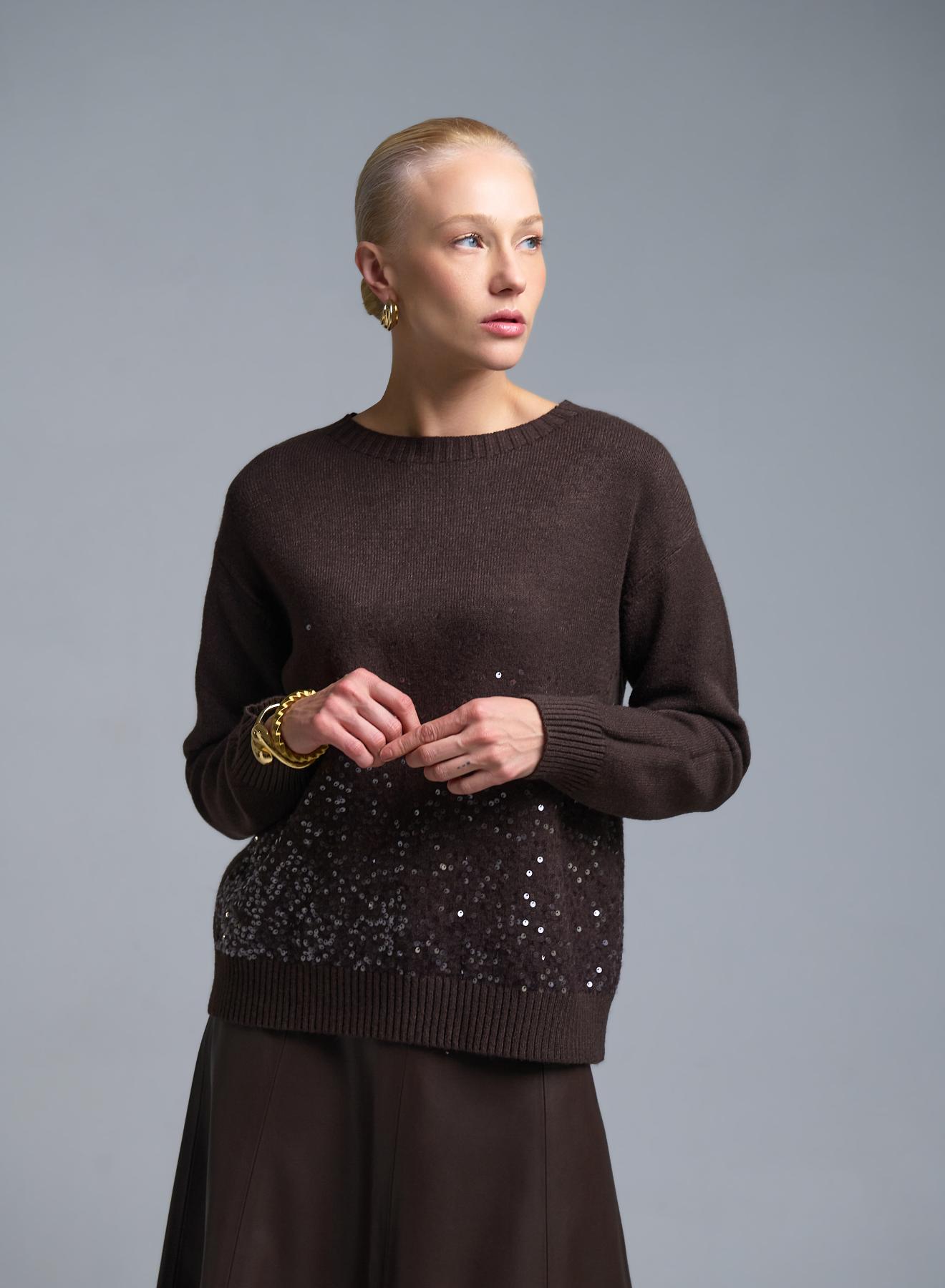 Σοκολά Πουλόβερ με παγιέτες Valentina Milano - 2