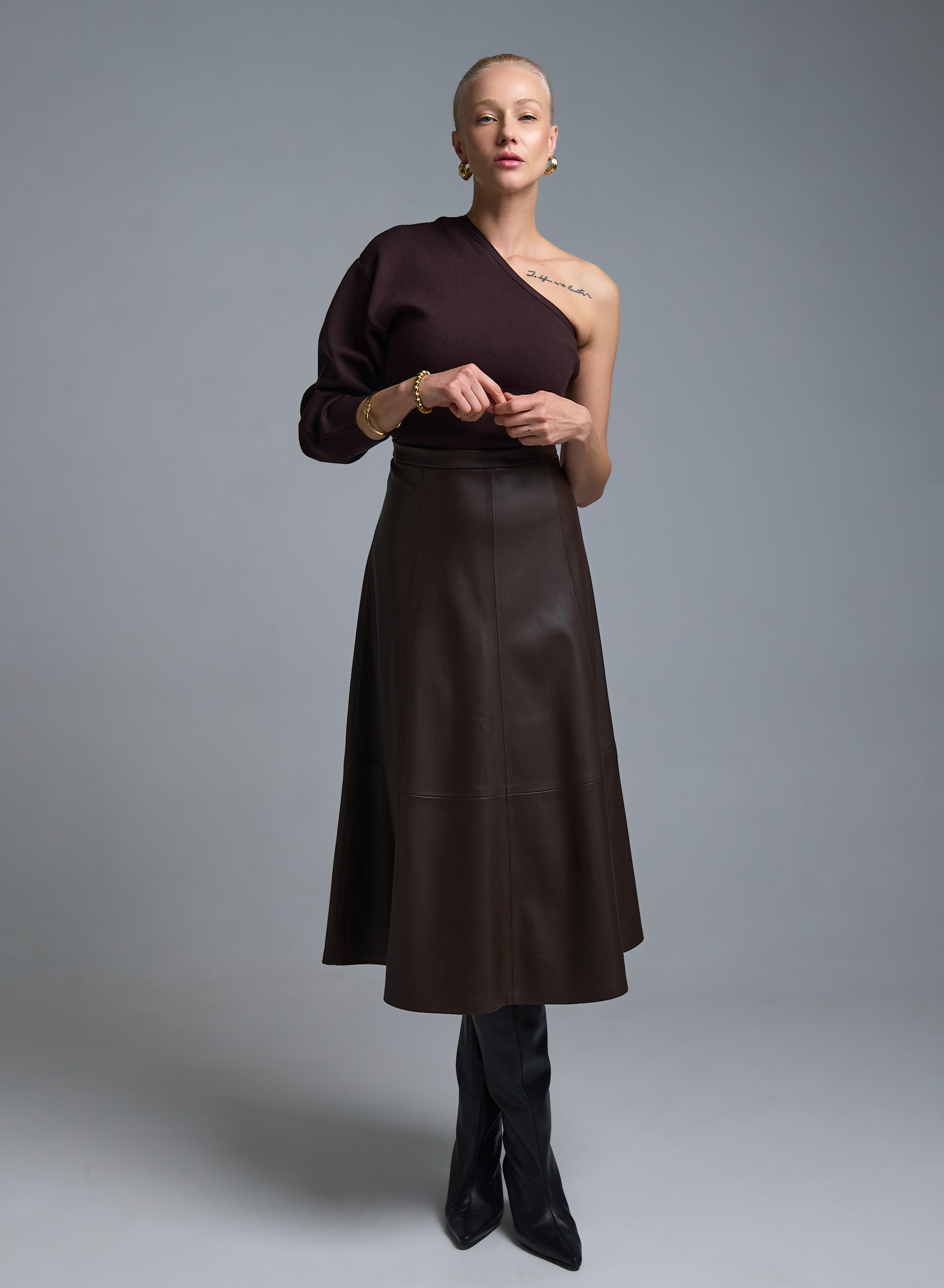 Σοκολά Φούστα από οικολογικό δέρμα Milla - 0