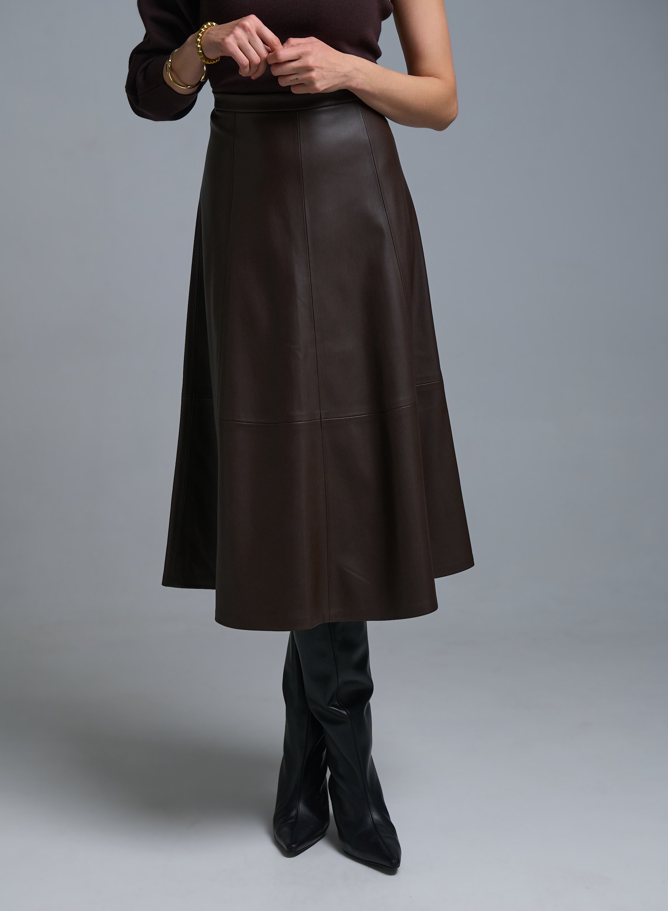 Σοκολά Φούστα από οικολογικό δέρμα Milla - 1