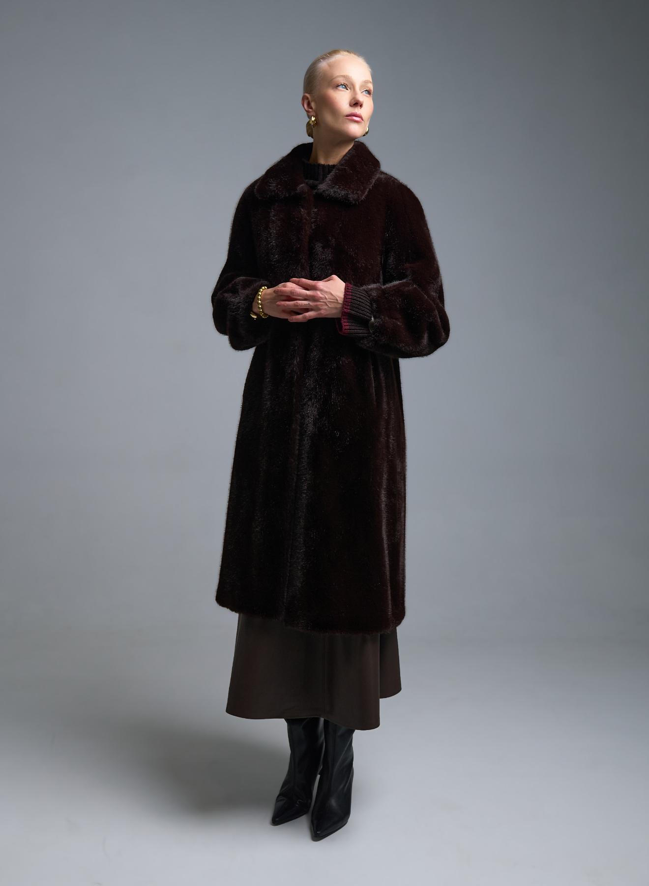 Chocolate eco fur long Coat Motel - 3