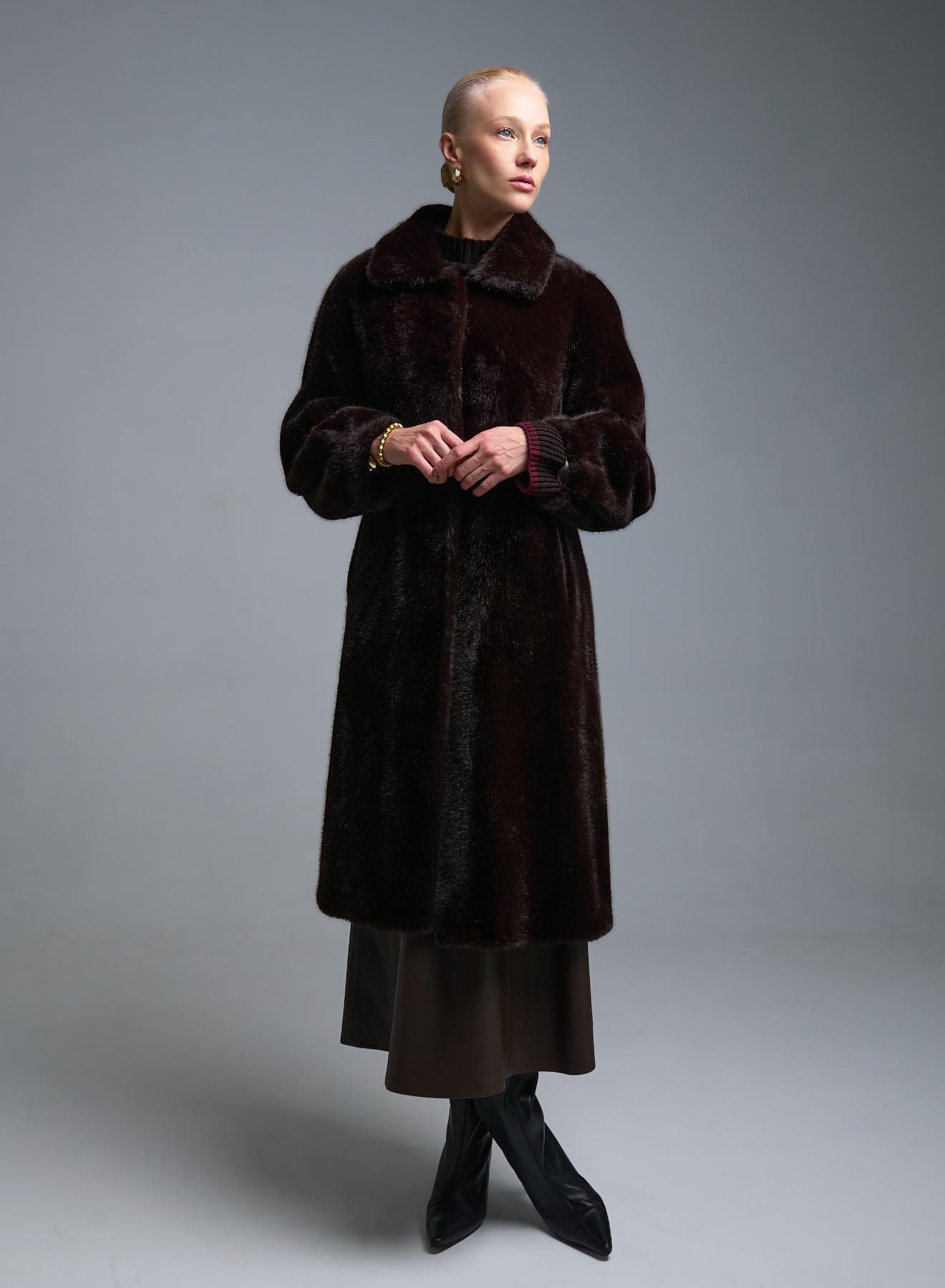 Chocolate eco fur long Coat Motel - 2