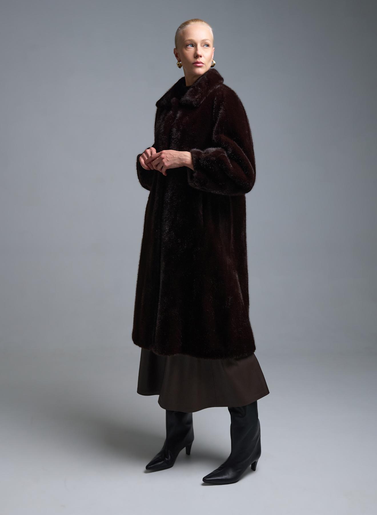 Chocolate eco fur long Coat Motel - 1