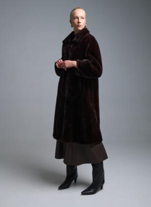Chocolate eco fur long Coat Motel - 52975