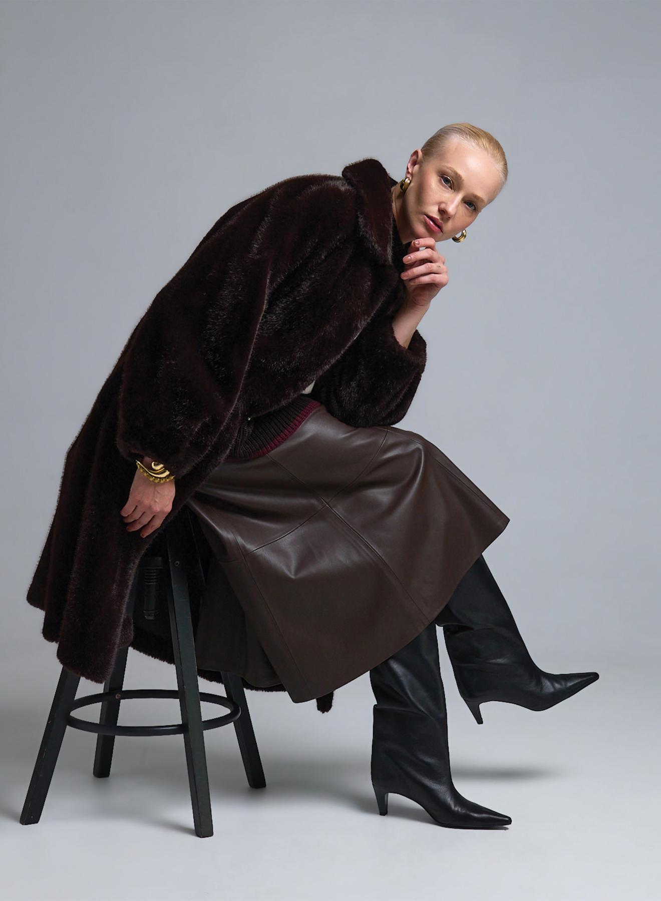 Σοκολά Φούστα από οικολογικό δέρμα Milla - 3