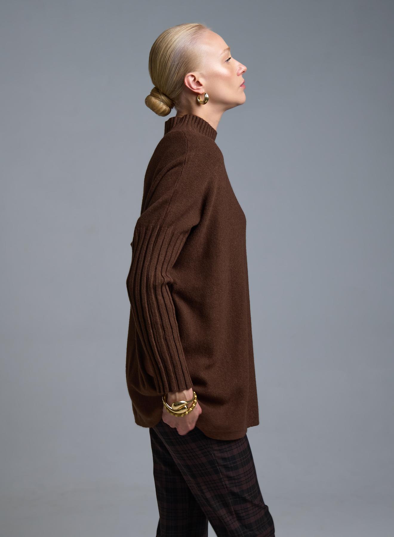 Σοκολά Πουλόβερ ημιζιβάγκο σε χαλαρή γραμμή La Liberta - 2