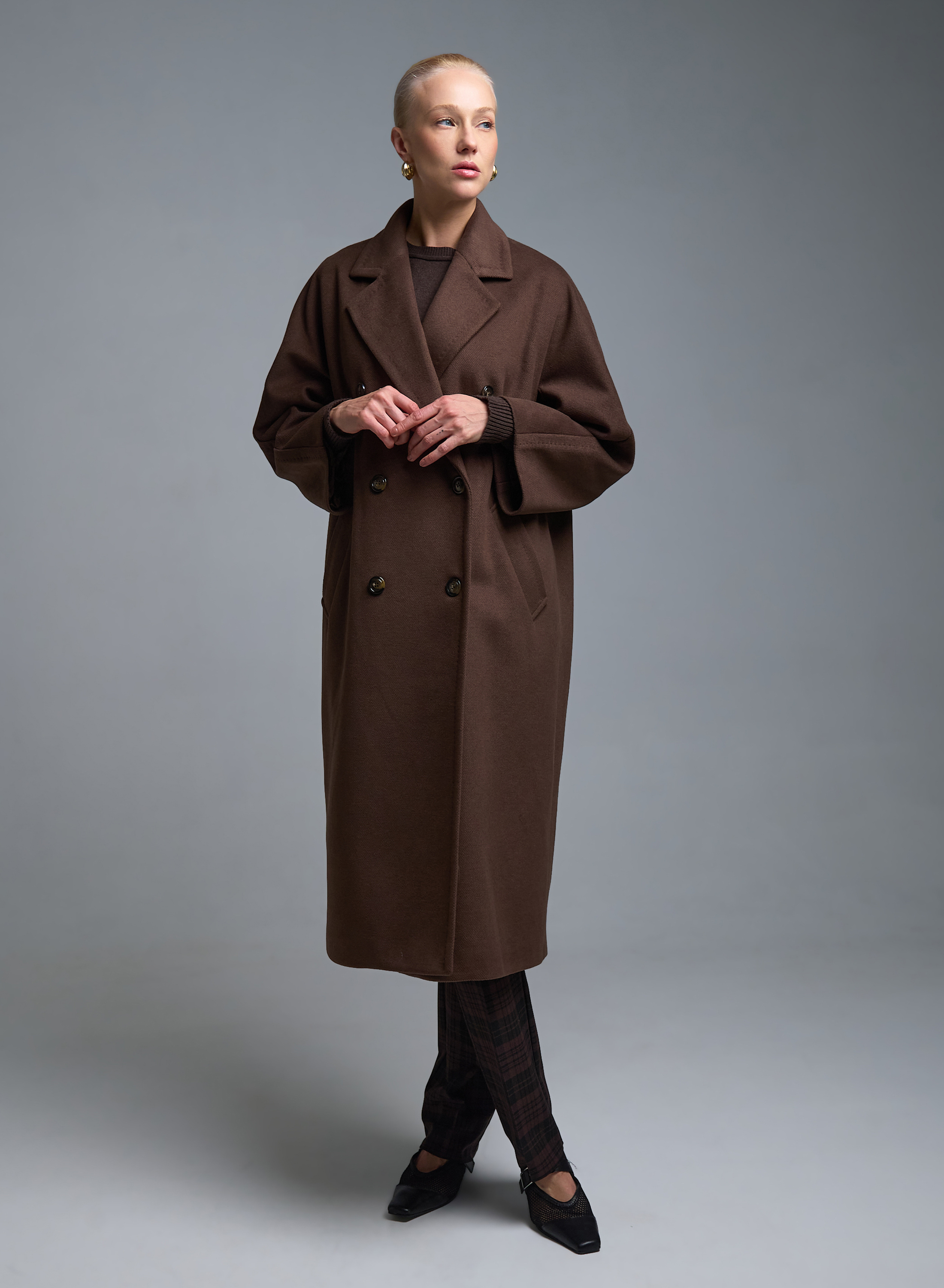 Σοκολά σταυροκούμπωτο Παλτό Tensione In - 1