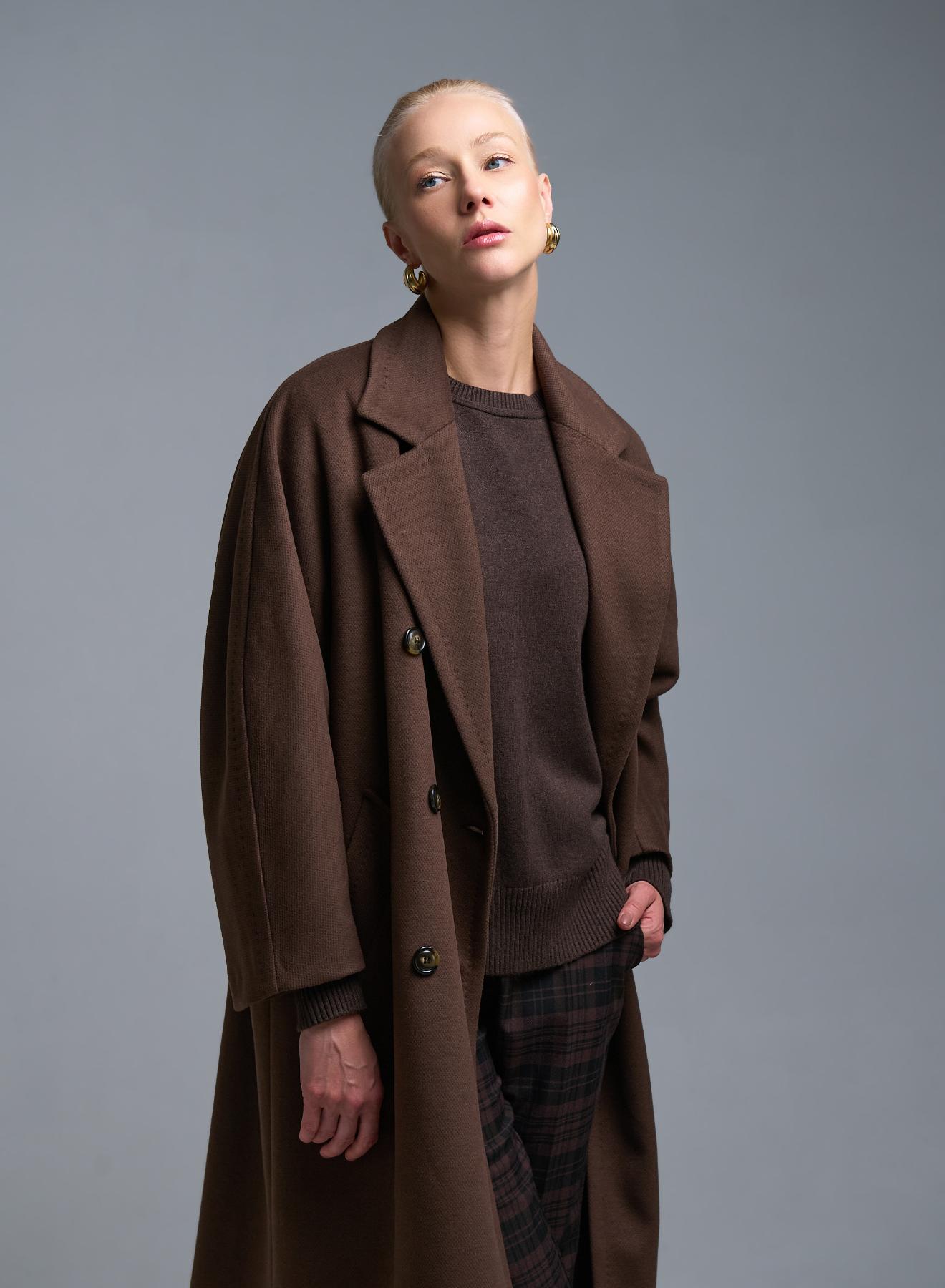 Σοκολά σταυροκούμπωτο Παλτό Tensione In - 5