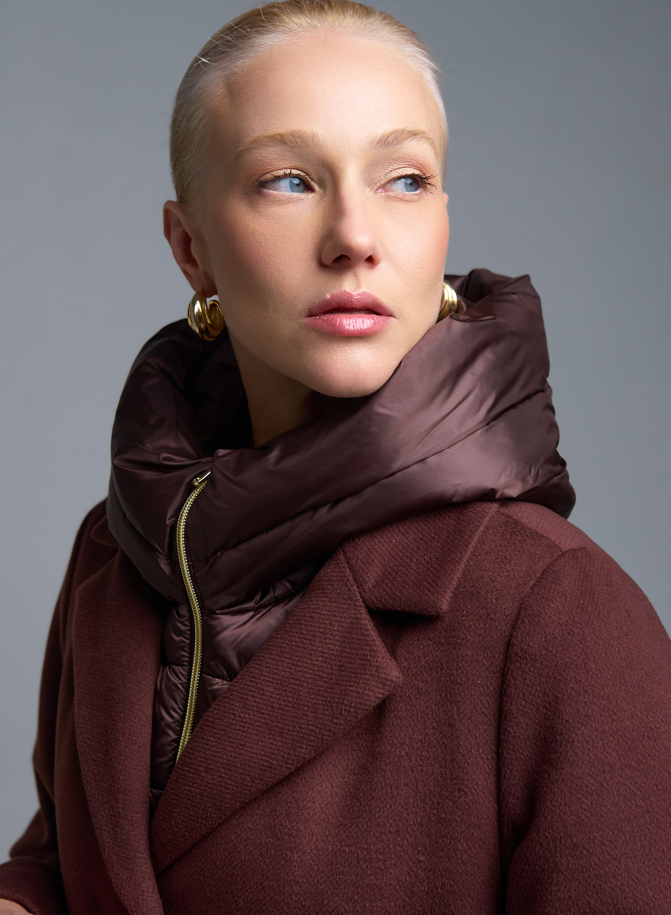 Chocolate belted Coat with interior with padding and detachable padded hood Emme Marella - 2