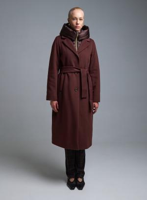 Chocolate belted Coat with interior with padding and detachable padded hood Emme Marella - 53081