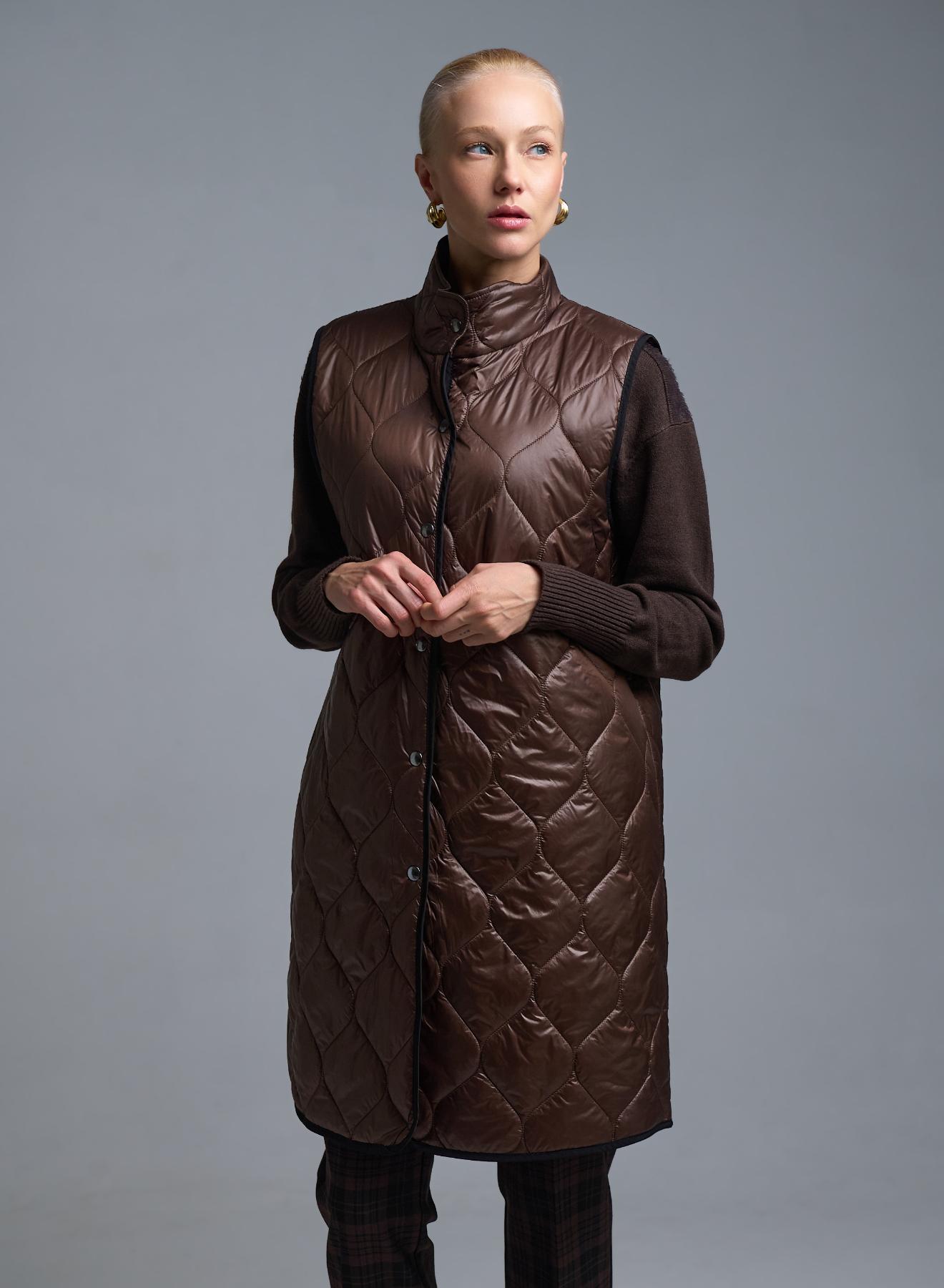 Σοκολά αμάνικο Μπουφάν με επένδυση Milla - 2