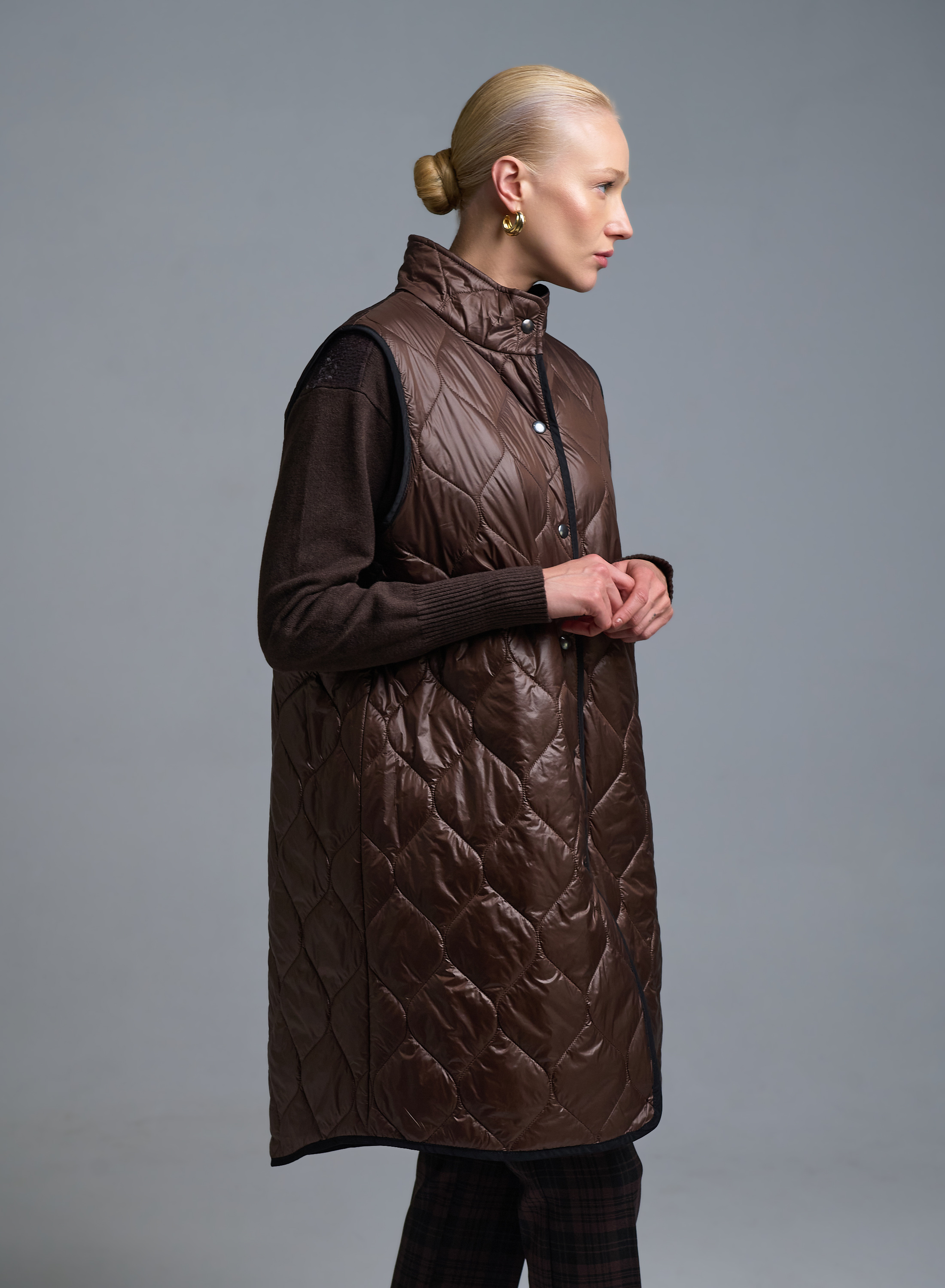 Σοκολά αμάνικο Μπουφάν με επένδυση Milla - 0