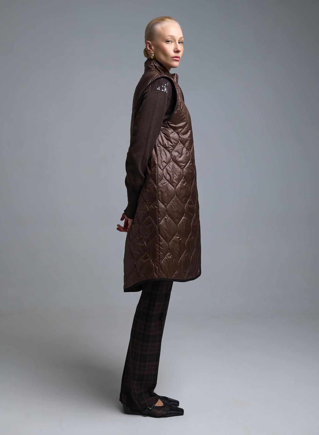 Σοκολά αμάνικο Μπουφάν με επένδυση Milla - 5