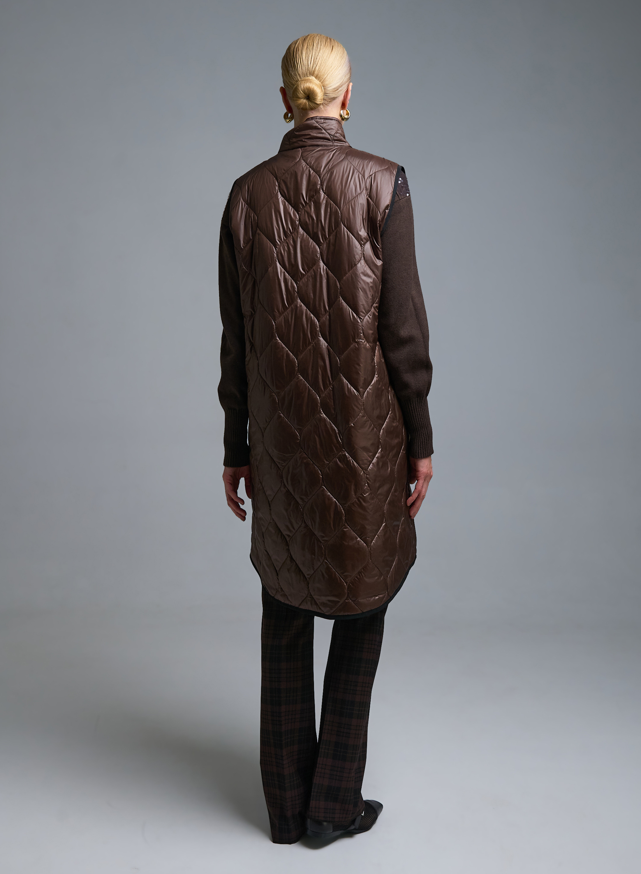 Σοκολά αμάνικο Μπουφάν με επένδυση Milla - 5