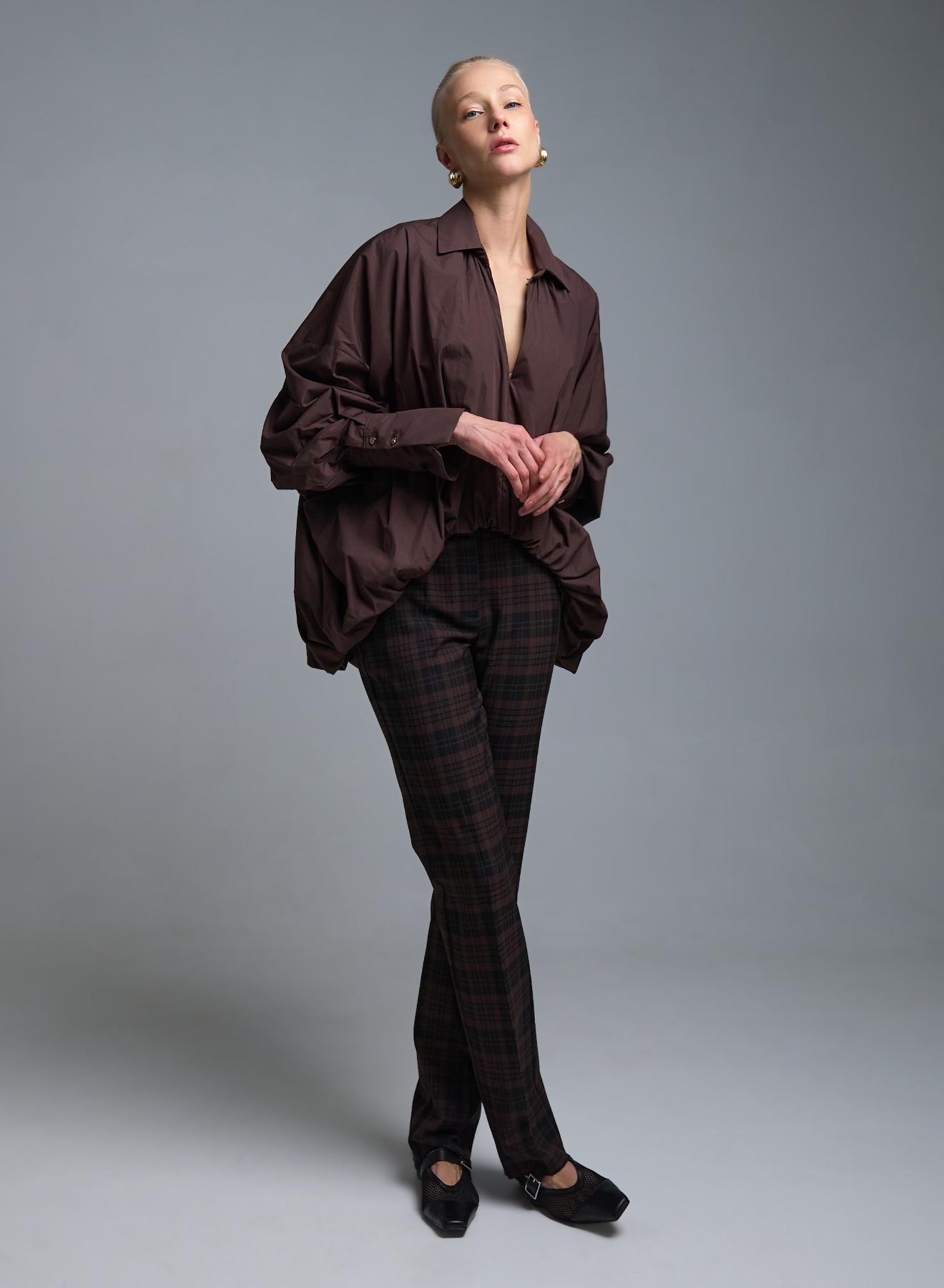 Brown-Black straight fit plaid Trousers Emme Marella - 1