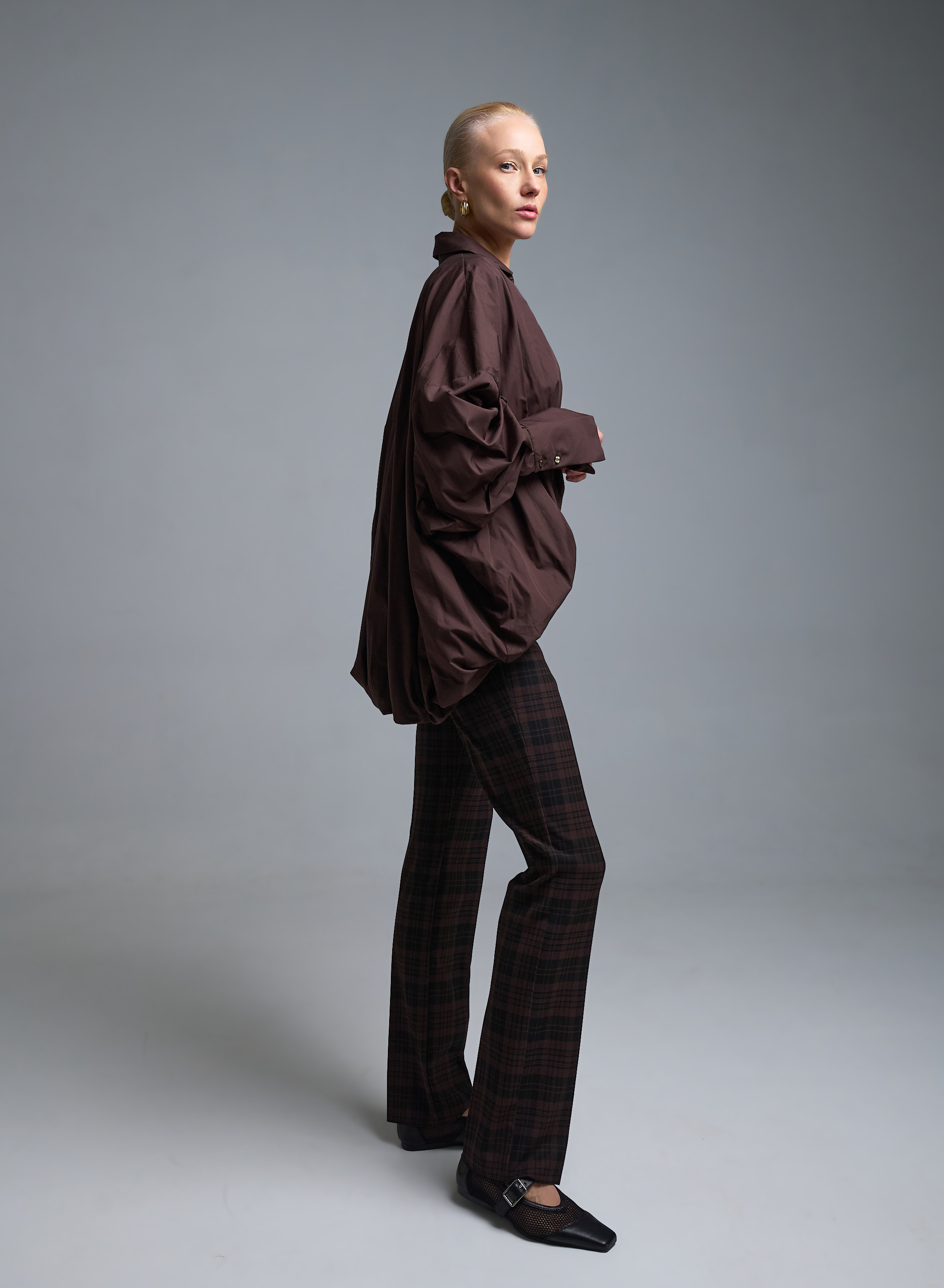 Brown-Black straight fit plaid Trousers Emme Marella - 4