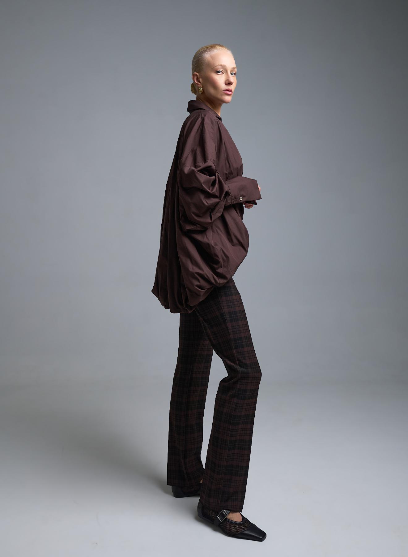 Brown-Black straight fit plaid Trousers Emme Marella - 5