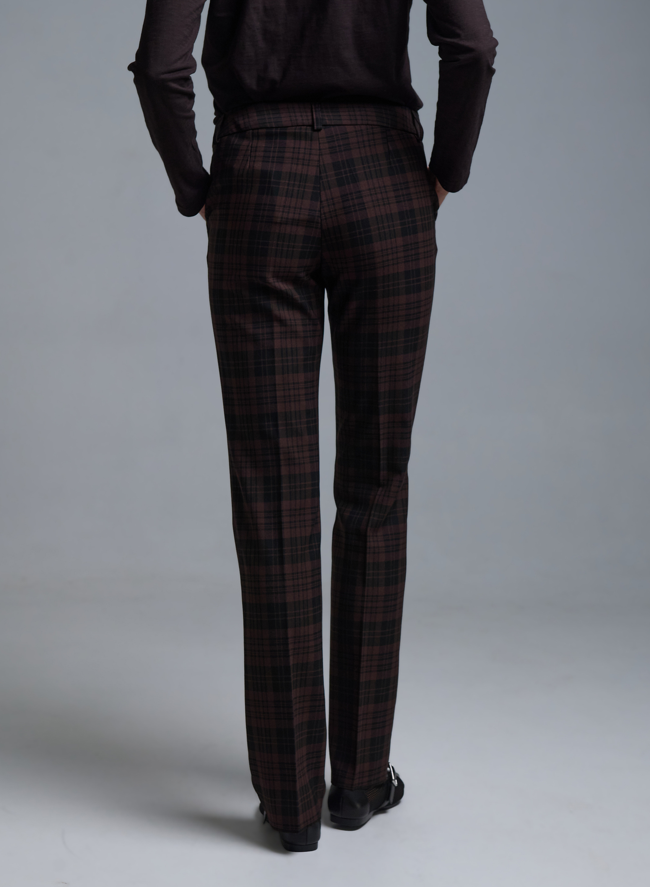 Brown-Black straight fit plaid Trousers Emme Marella - 5