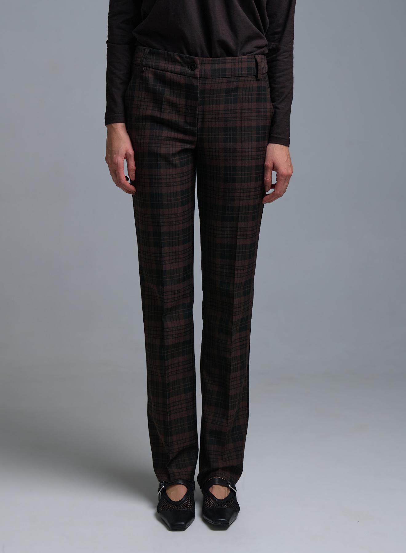Brown-Black straight fit plaid Trousers Emme Marella - 2