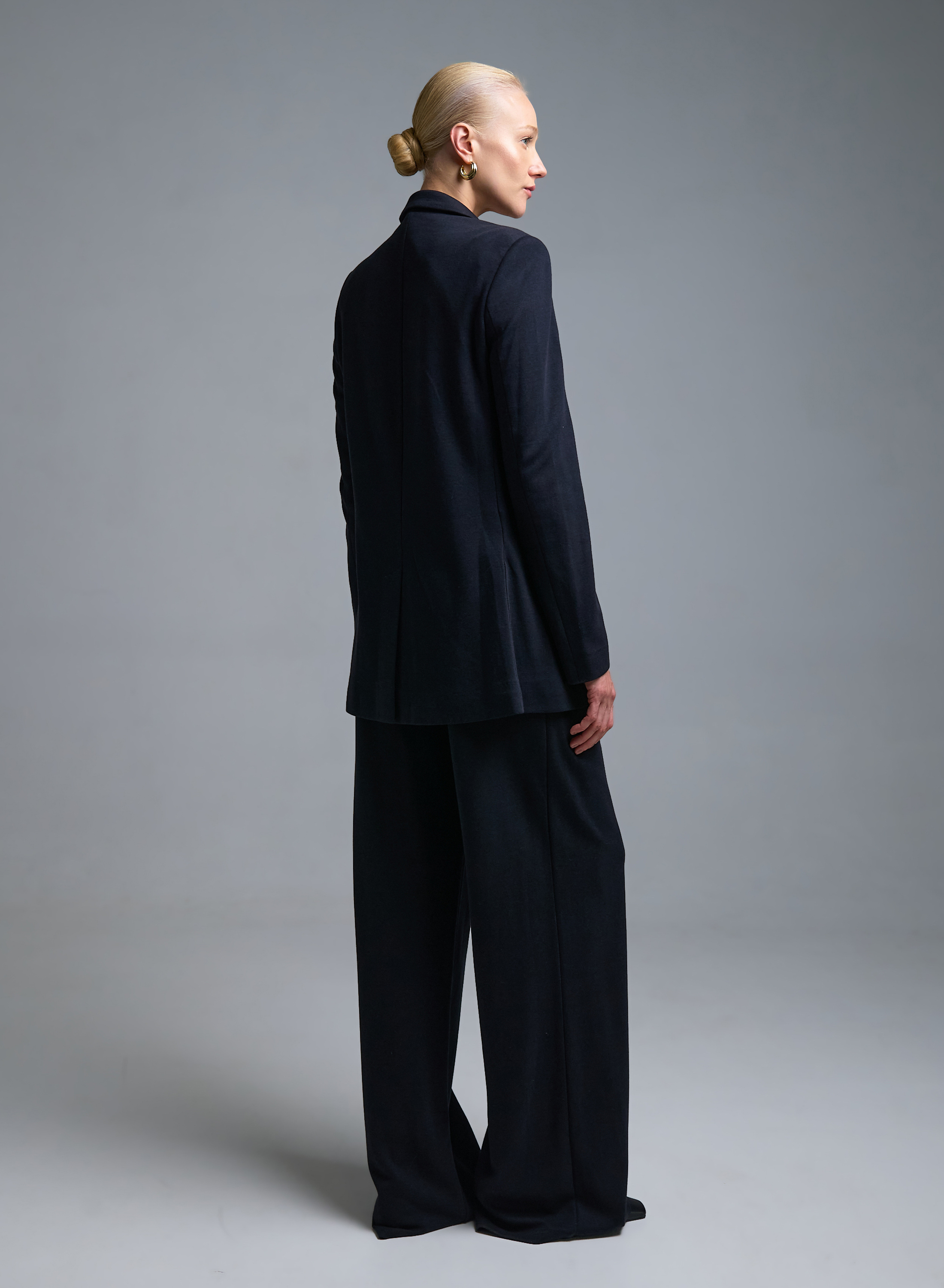 Blue loose fit pleated Trousers with elasticated waistband Milla - 1