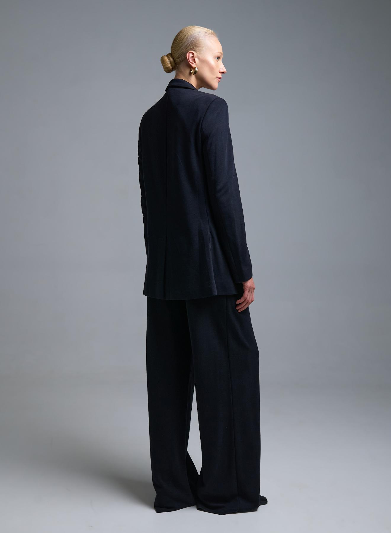 Blue loose fit pleated Trousers with elasticated waistband Milla - 2