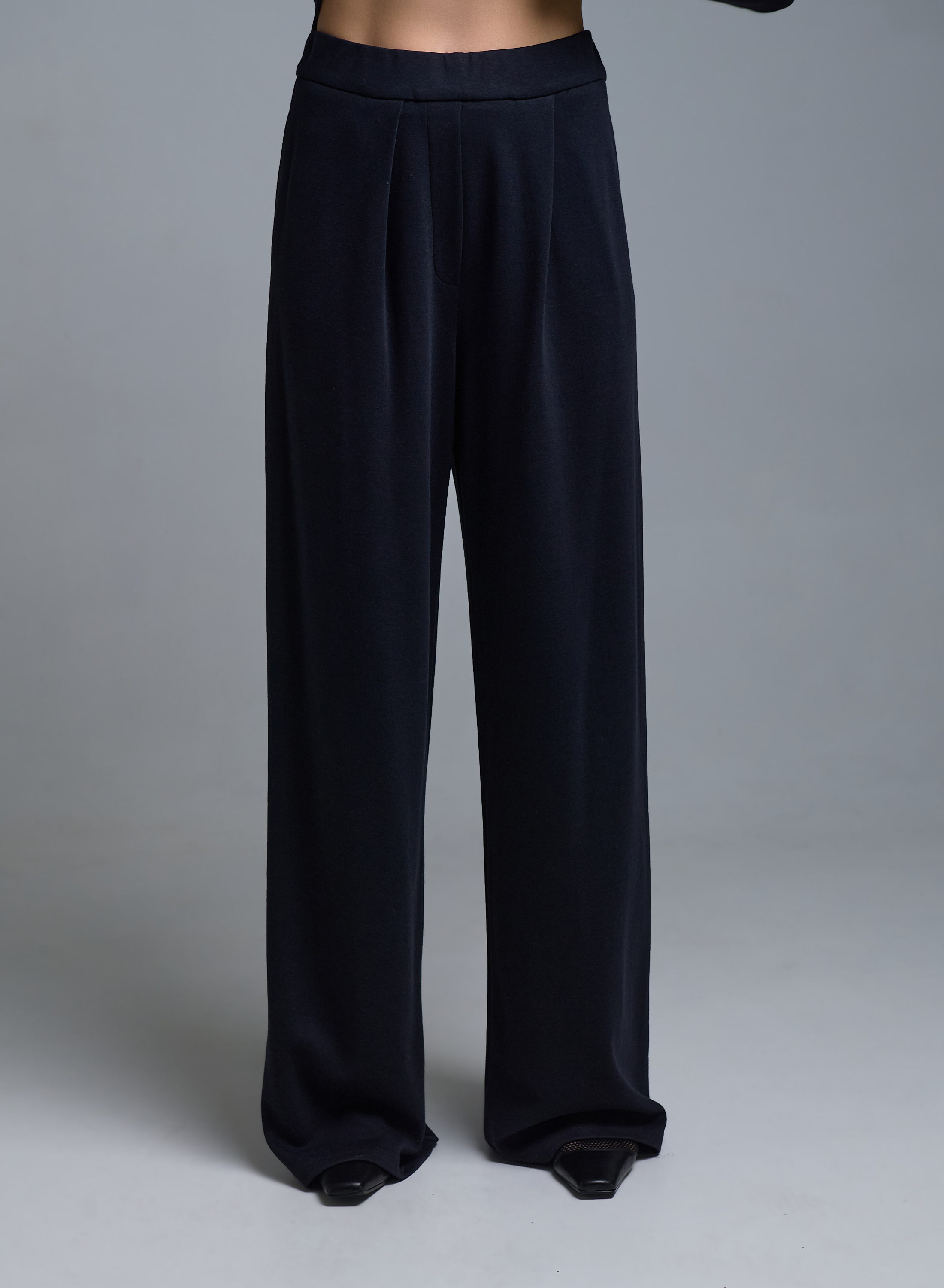 Blue loose fit pleated Trousers with elasticated waistband Milla - 2