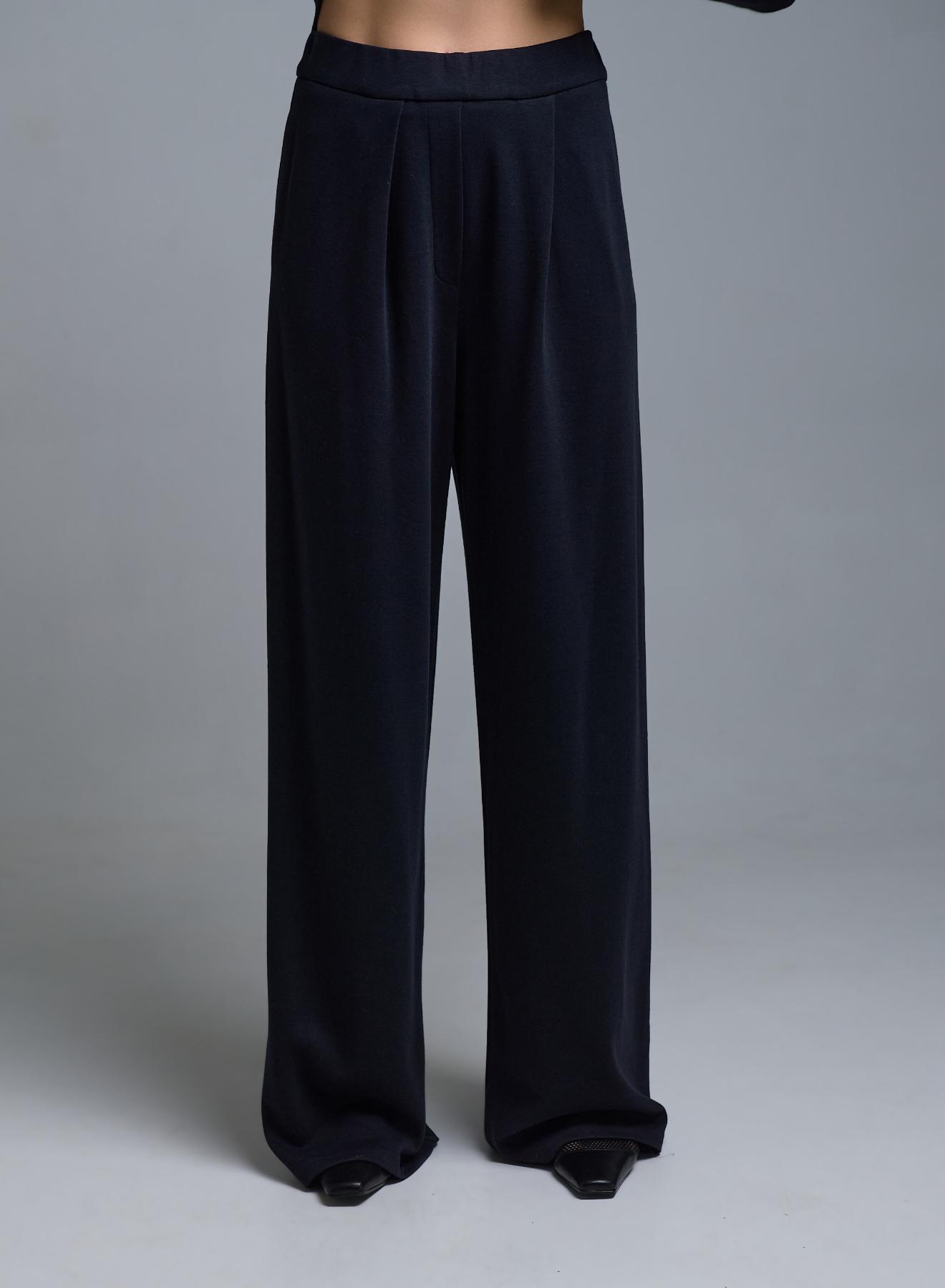 Blue loose fit pleated Trousers with elasticated waistband Milla - 3