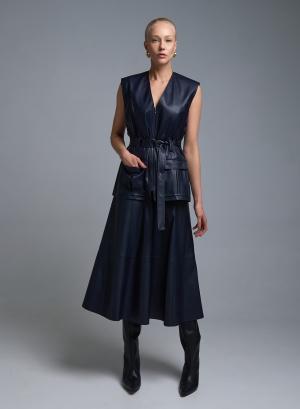 Μπλε Φούστα από οικολογικό δέρμα Milla - 53181