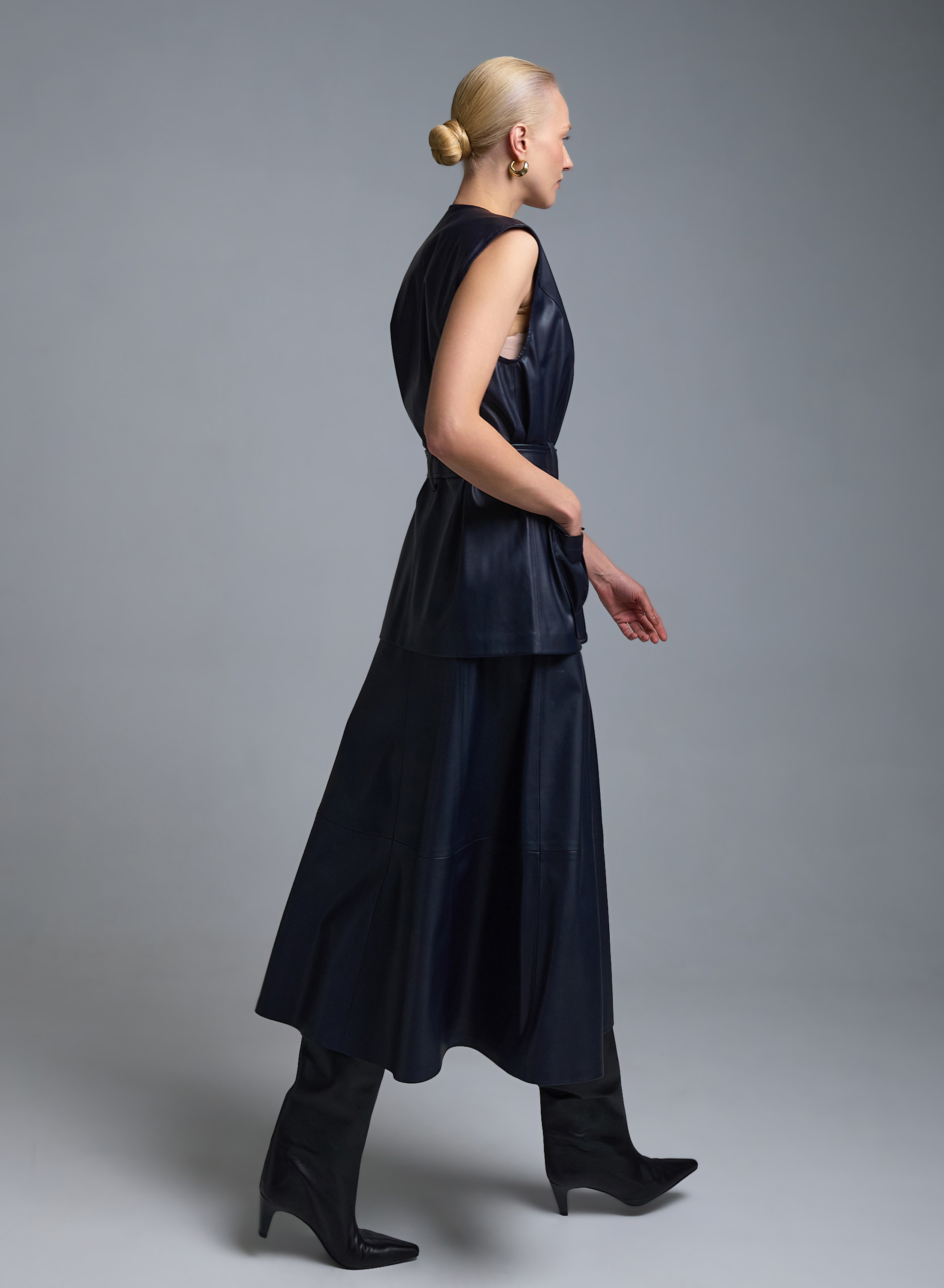 Μπλε Φούστα από οικολογικό δέρμα Milla - 1