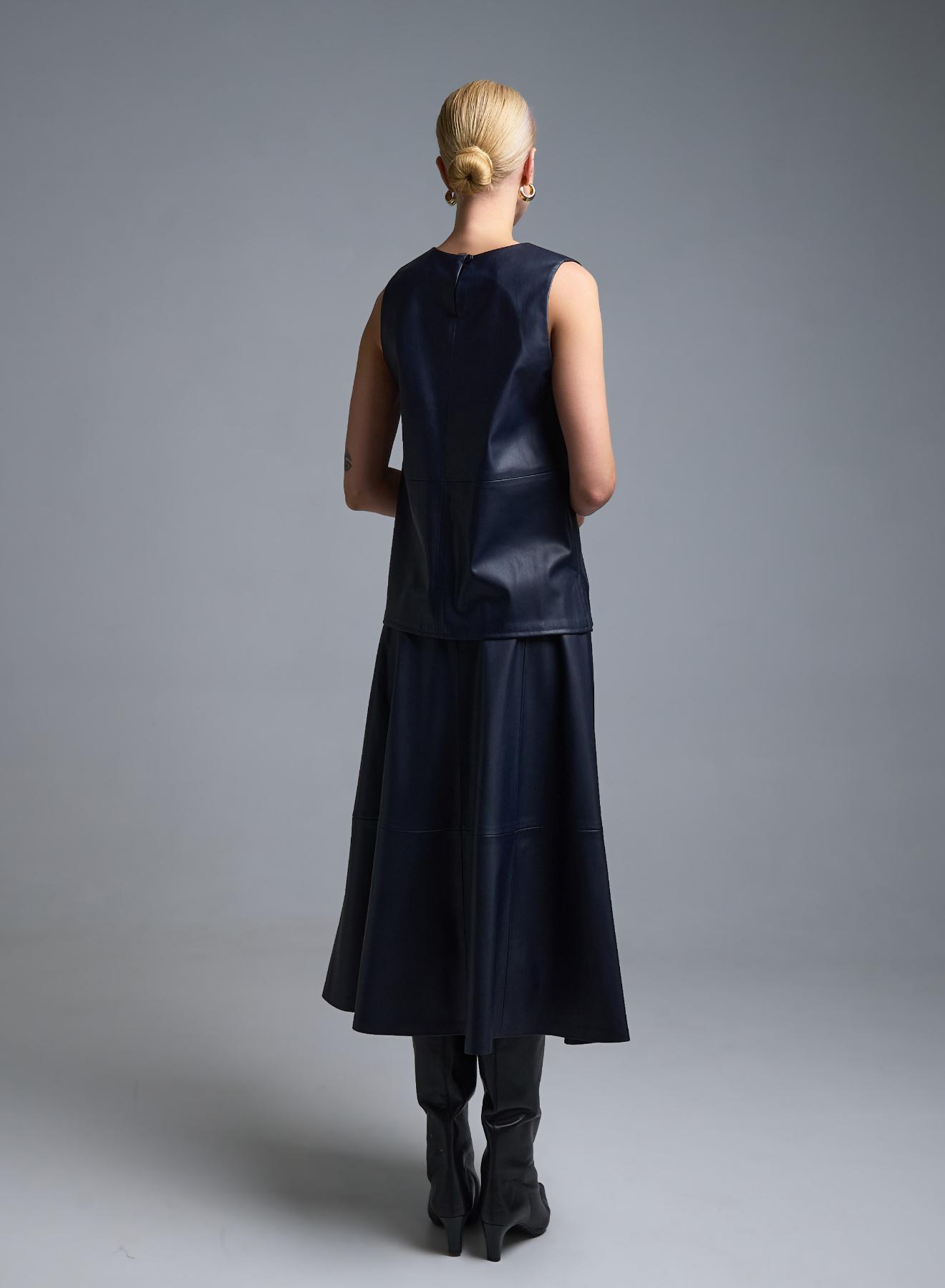 Μπλε αμάνικο Τοπ από οικολογικό δέρμα Milla - 4