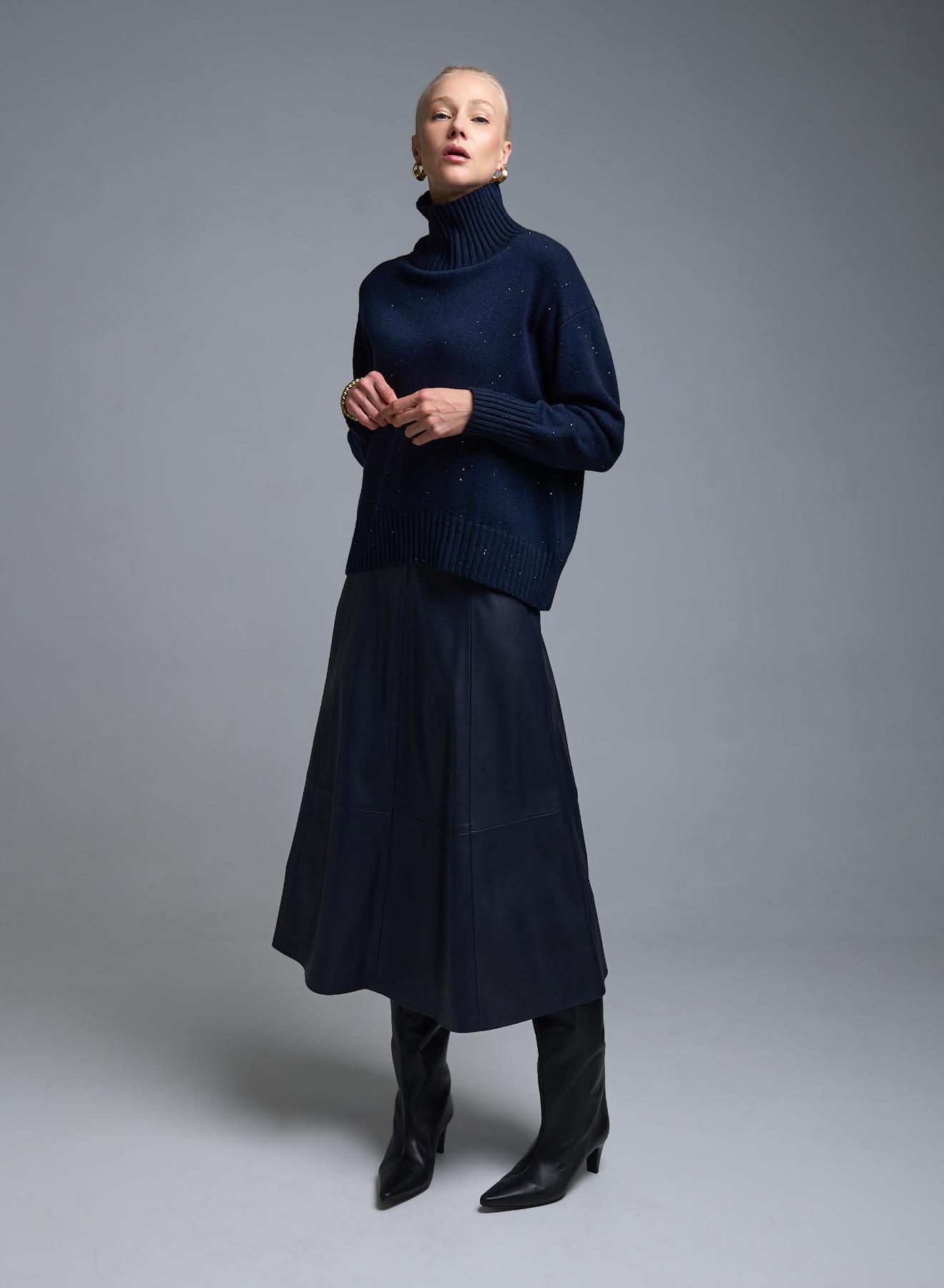 Μπλε Πουλόβερ ζιβάγκο με μικρές παγιέτες Valentina Milano - 2