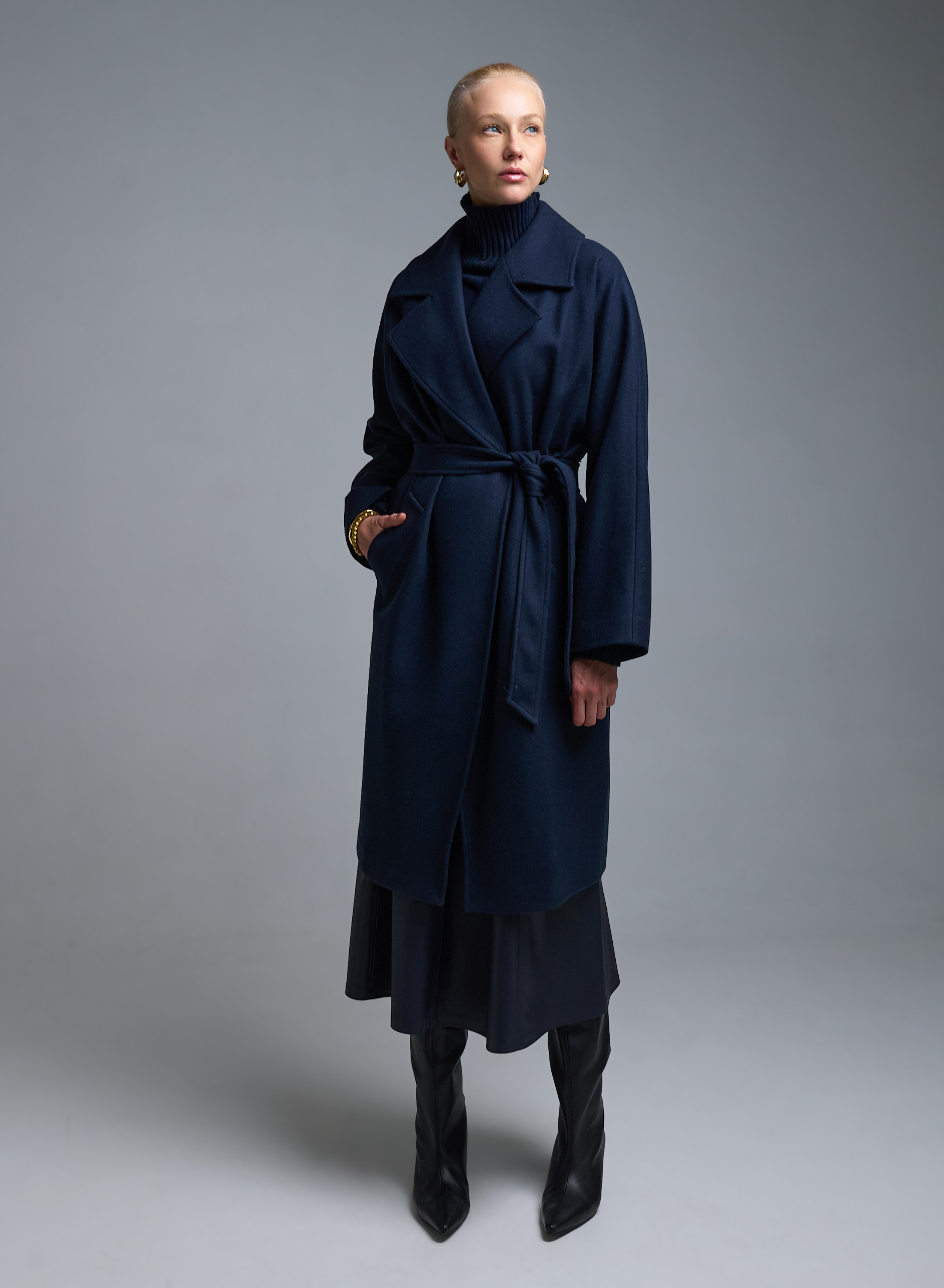 Dark Blue Coat with belt Motel - 0