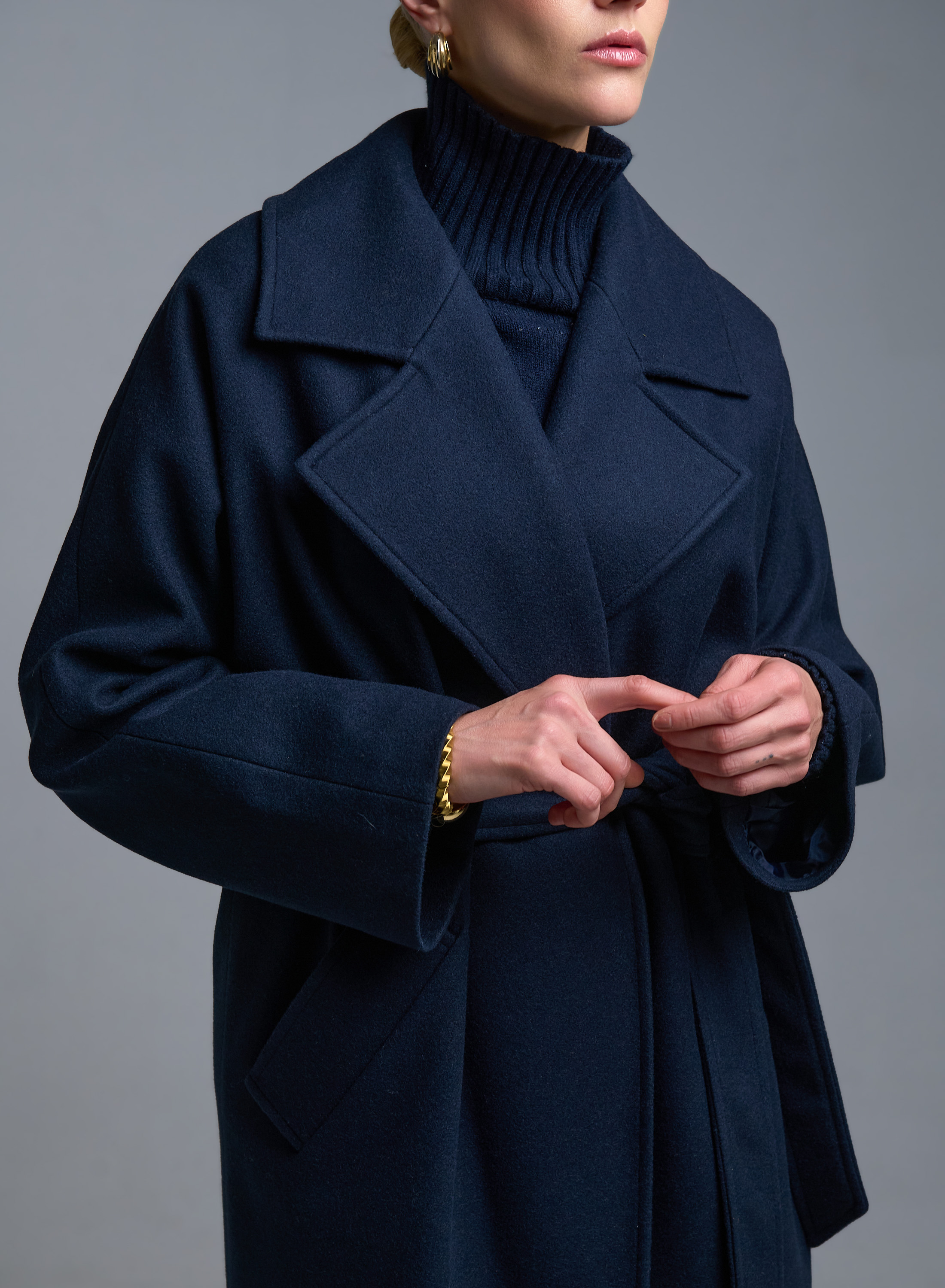 Dark Blue Coat with belt Motel - 3