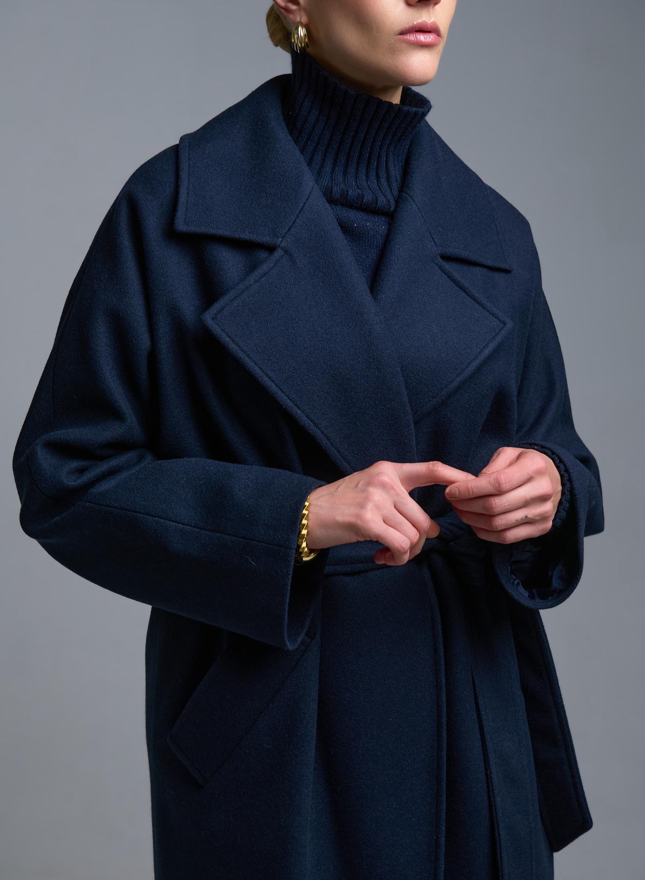 Dark Blue Coat with belt Motel - 4