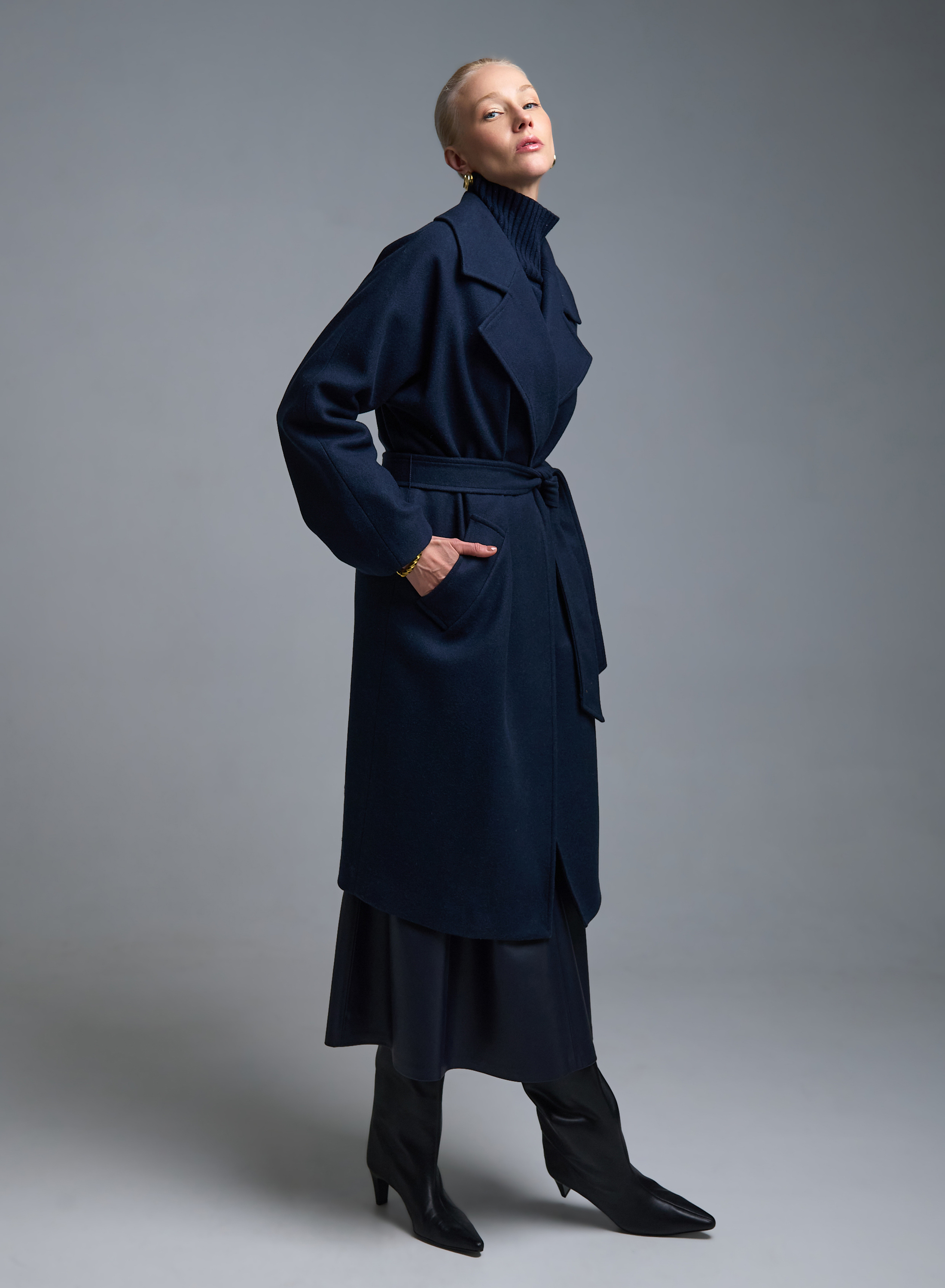 Dark Blue Coat with belt Motel - 2