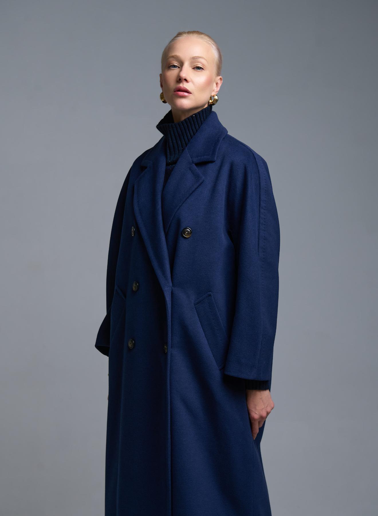 Μπλε σταυροκούμπωτο Παλτό Tensione In - 3